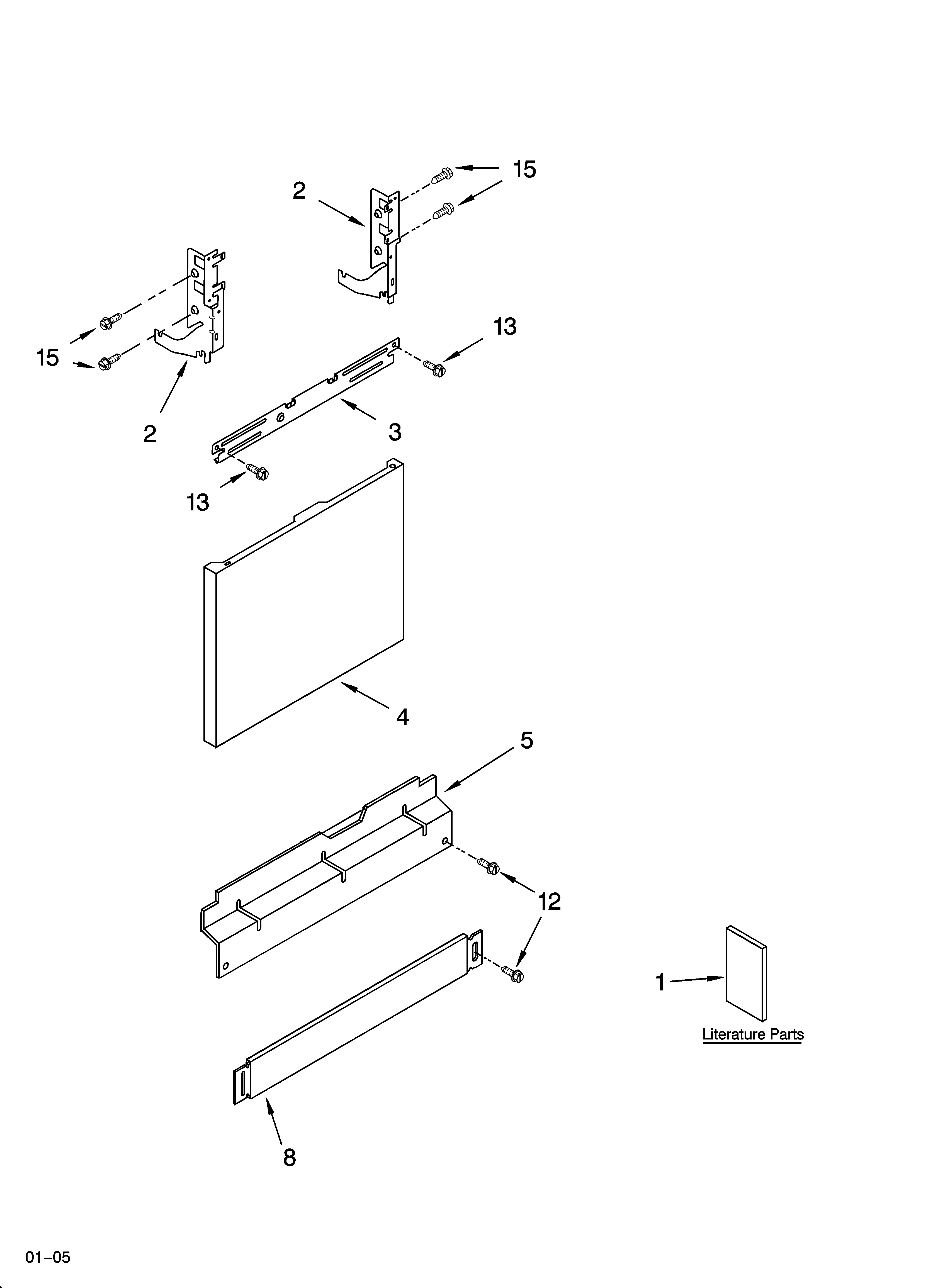 Whirlpool GU2300XTLS3 door and panel parts diagram