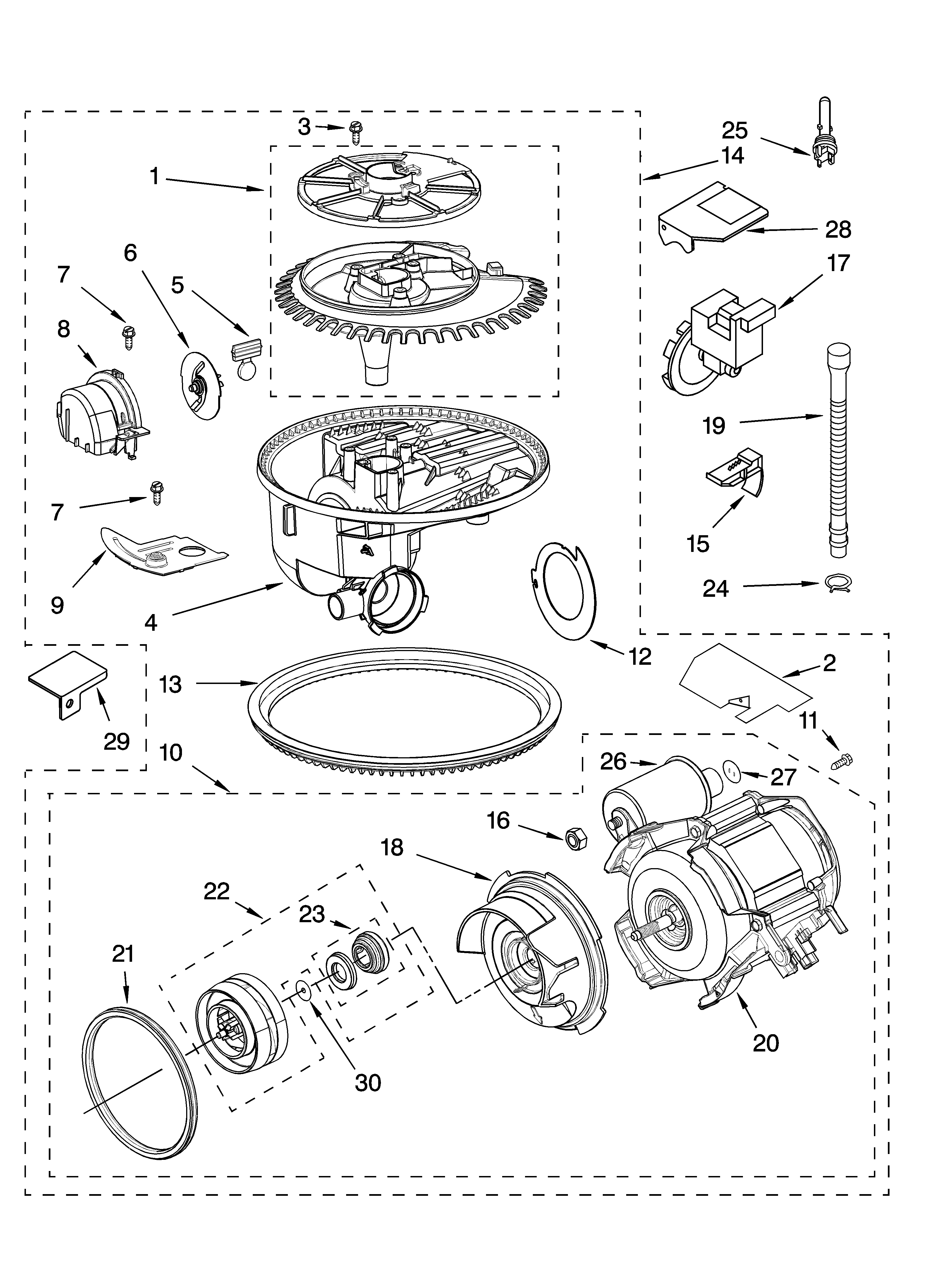 Whirlpool GU2300XTLS3 pump and motor parts diagram