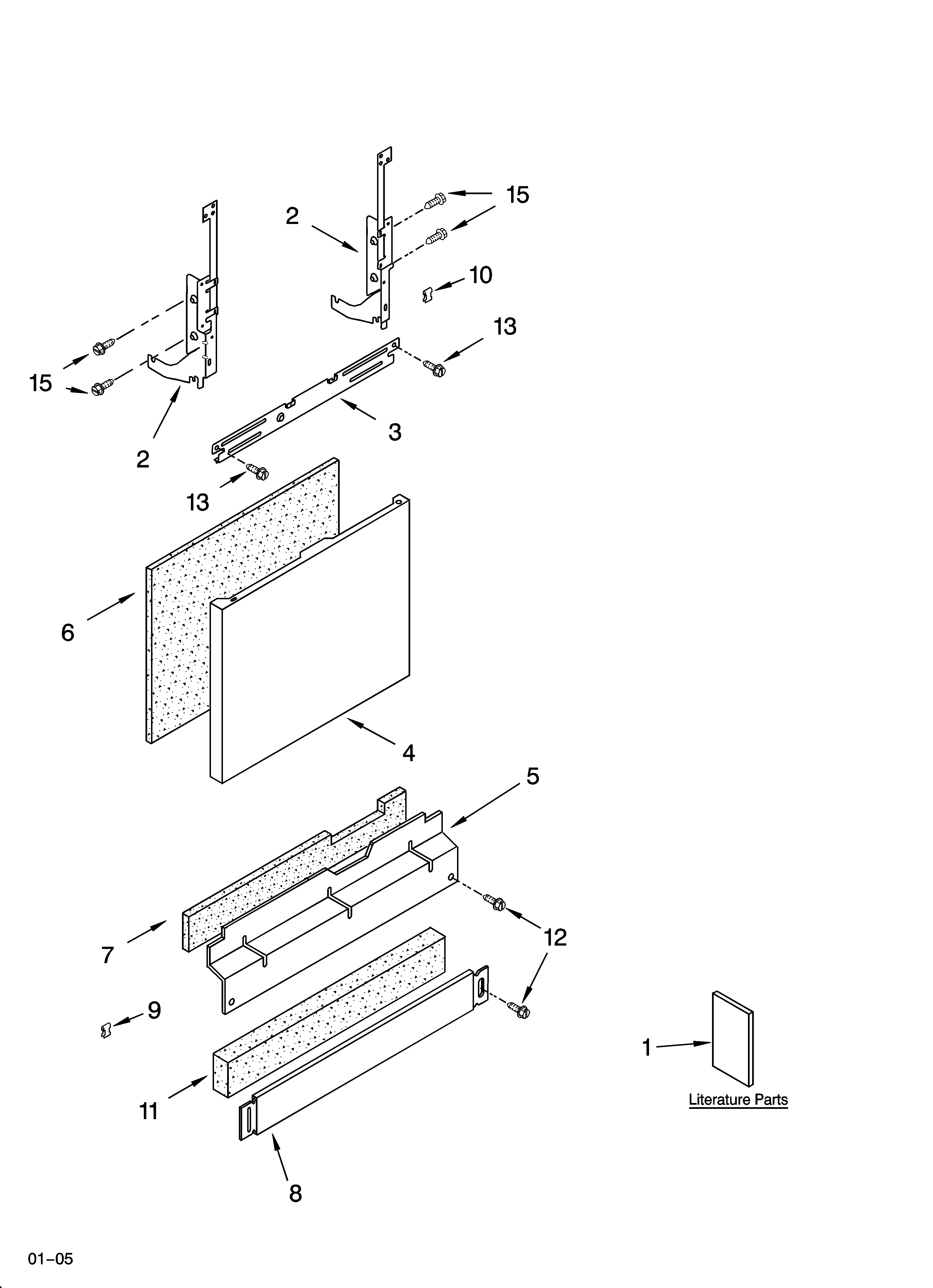 Whirlpool GU2500XTPQ1 door and panel parts diagram
