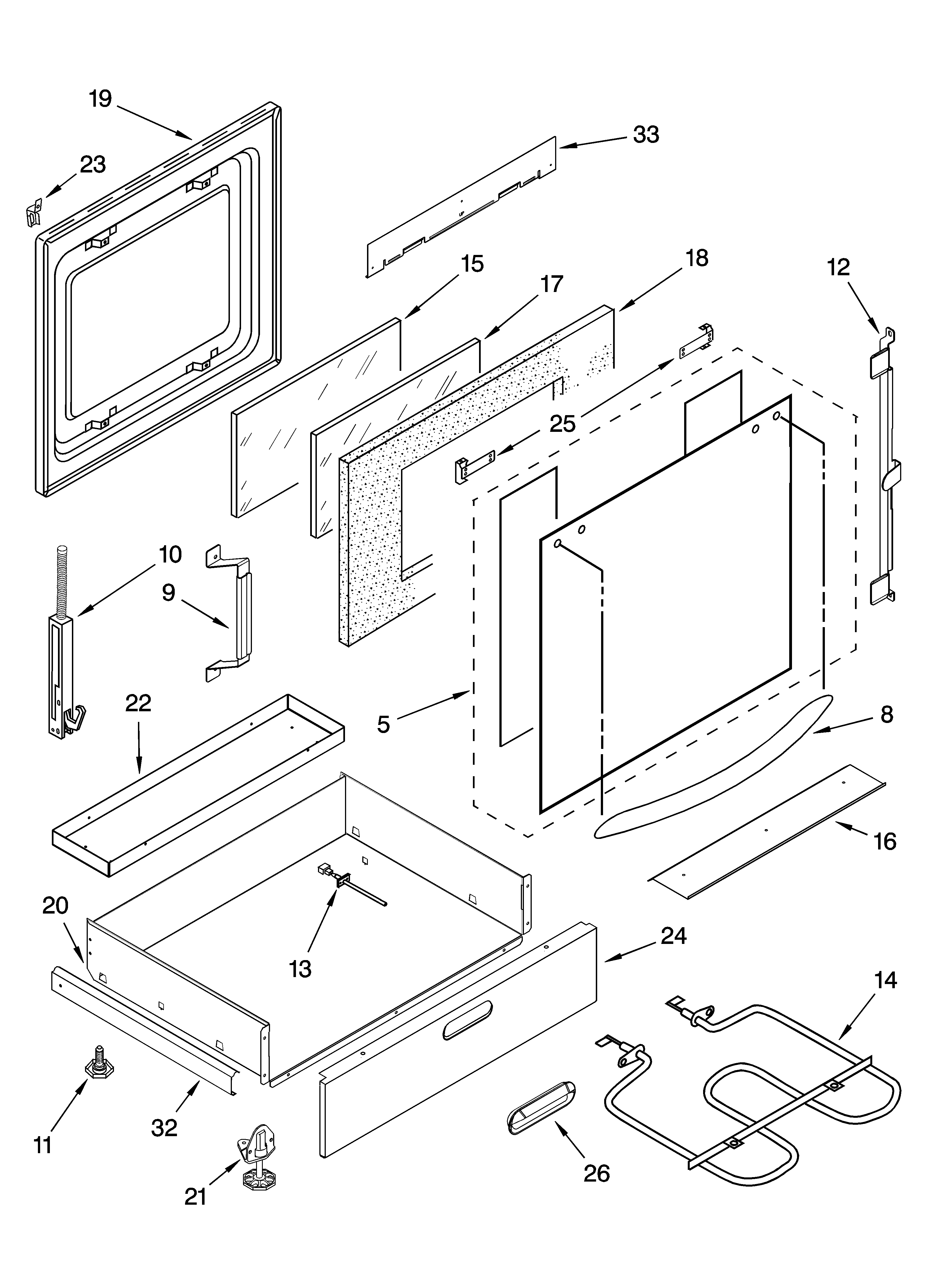 KitchenAid KERK807PBB00 door and drawer parts diagram