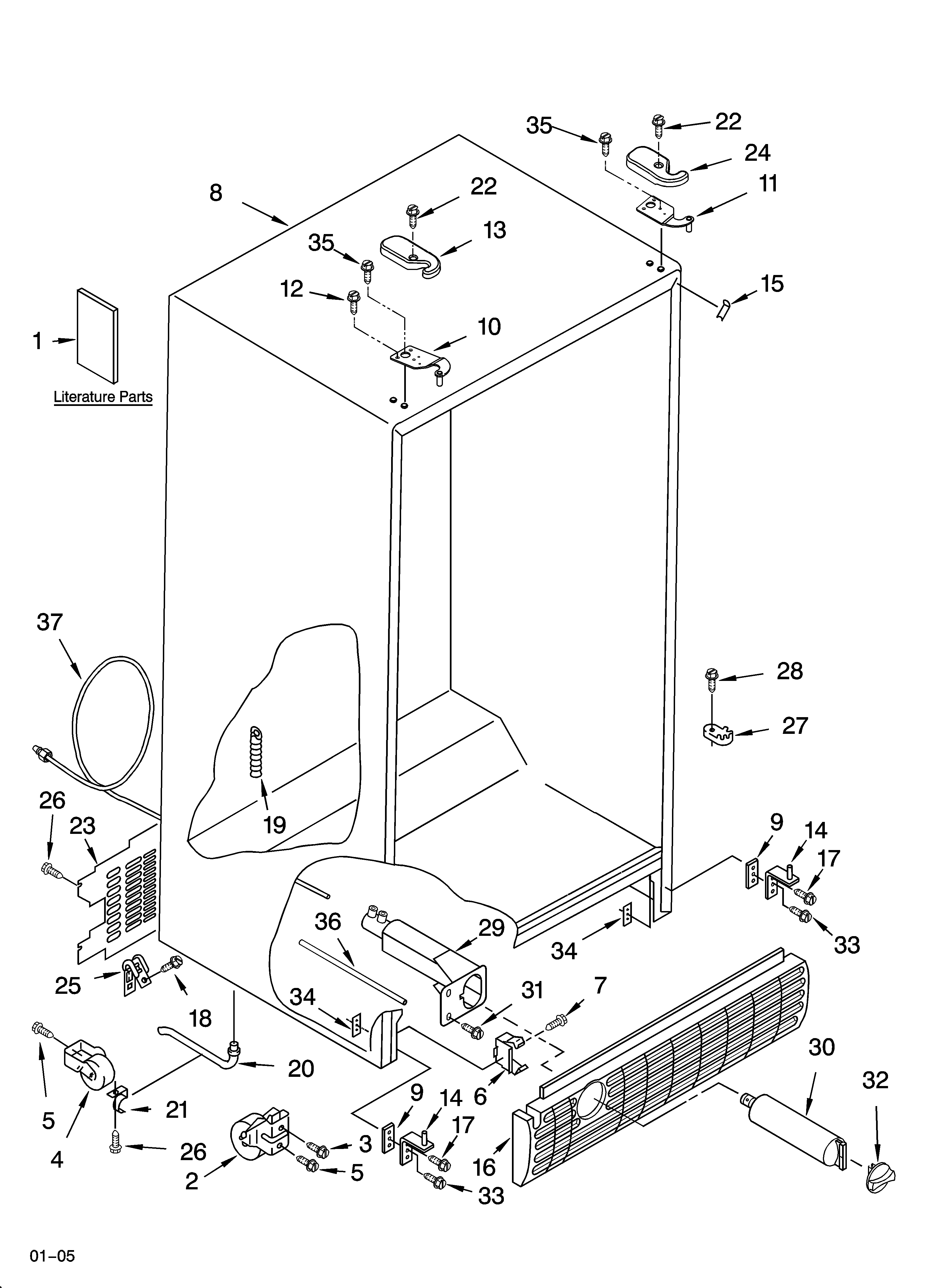 KitchenAid KSRD22FKST15 cabinet parts diagram