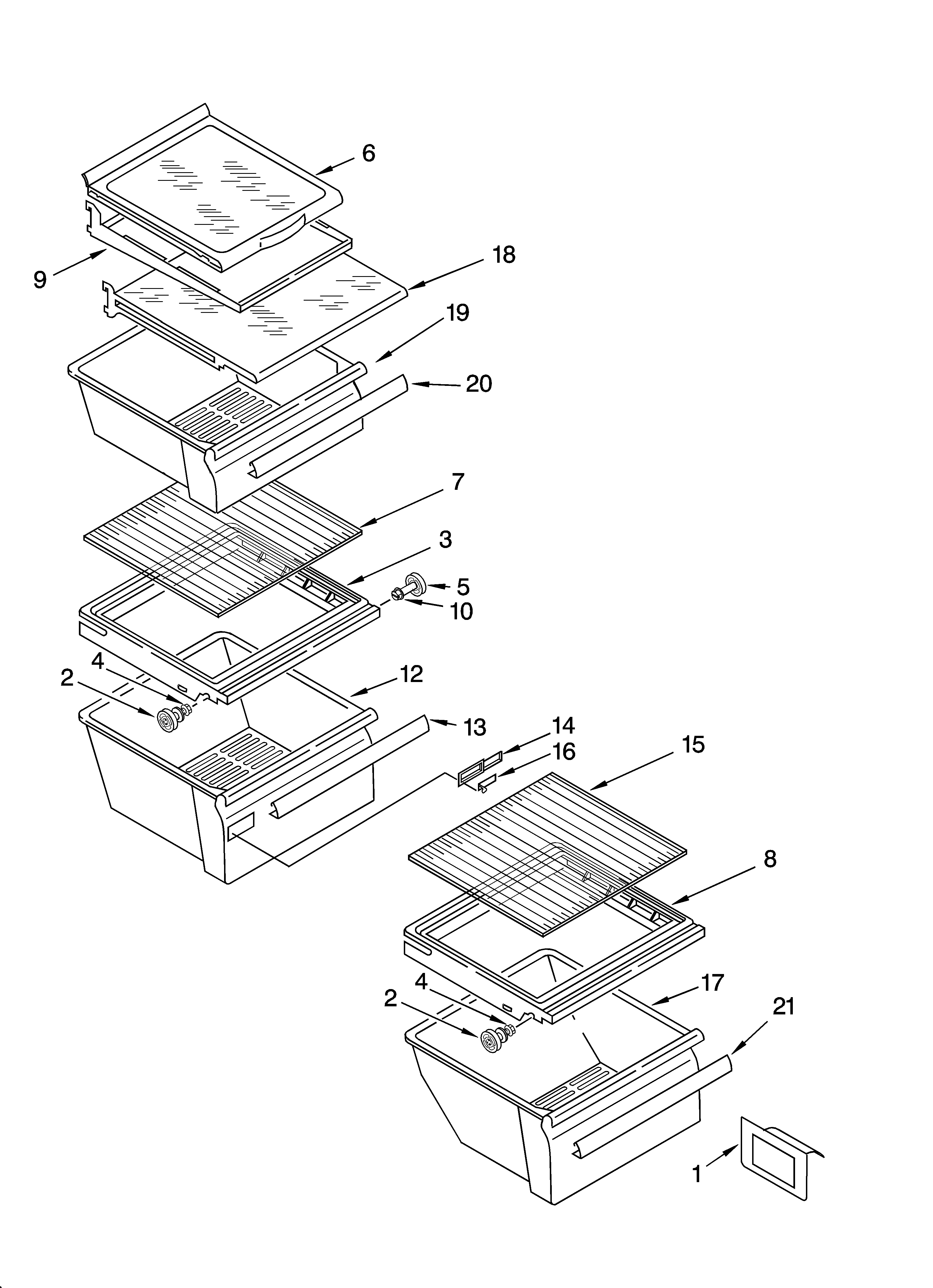 KitchenAid KSRD22FKST15 refrigerator shelf parts diagram