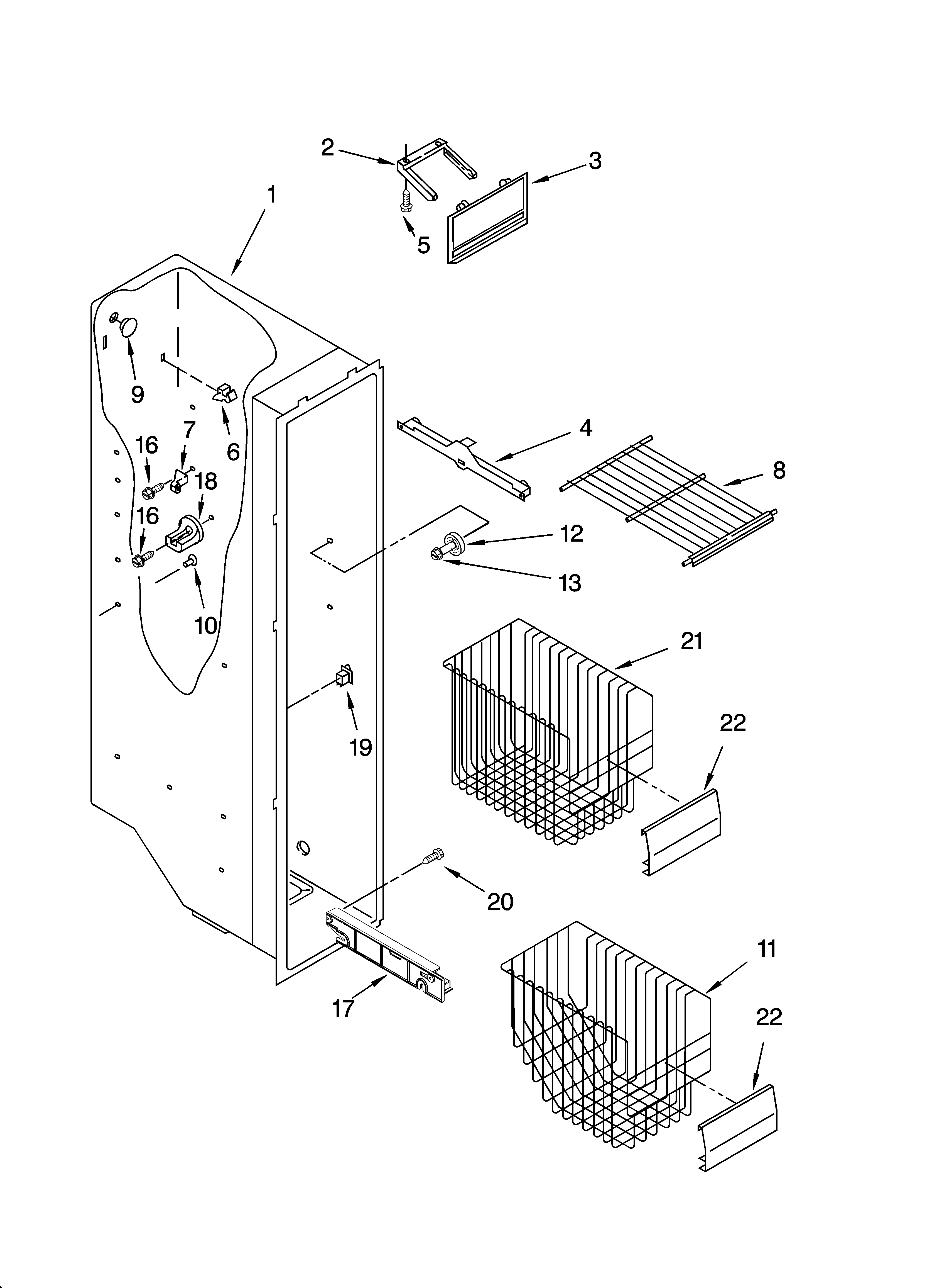 KitchenAid KSRD22FKST15 freezer liner parts diagram