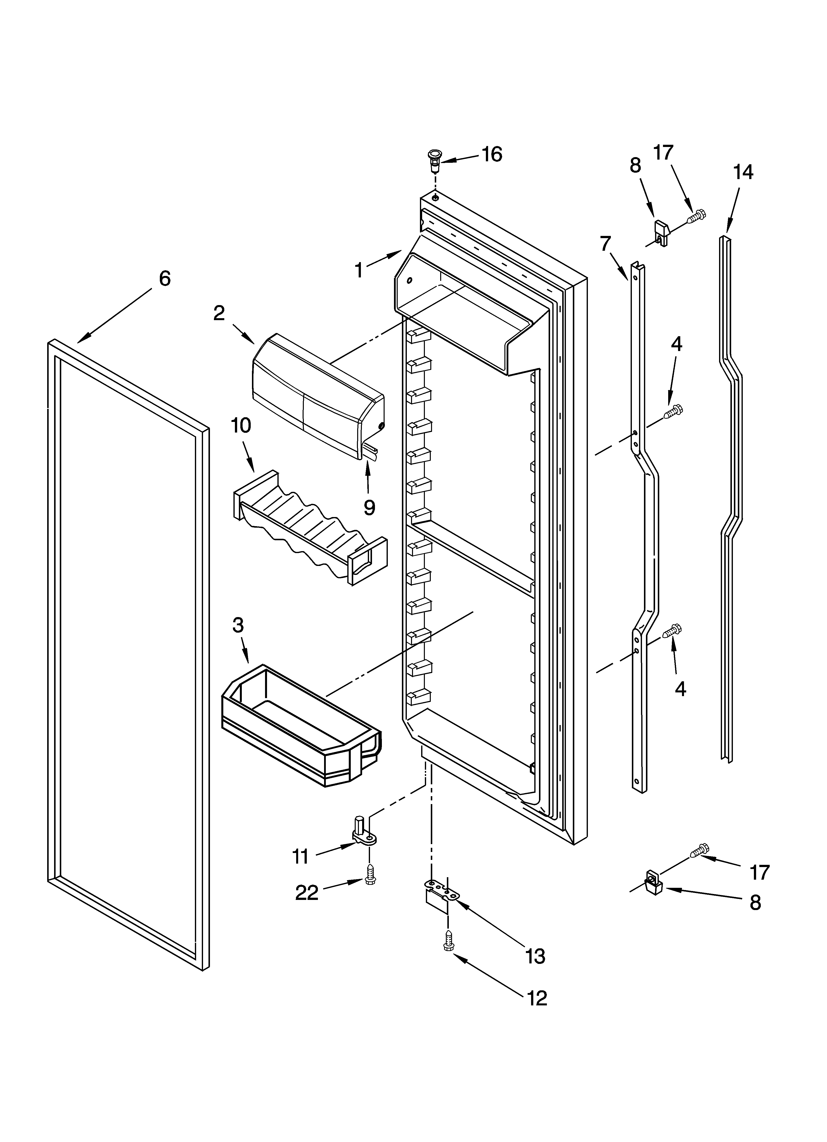 KitchenAid KSRD22FKST15 refrigerator door parts diagram