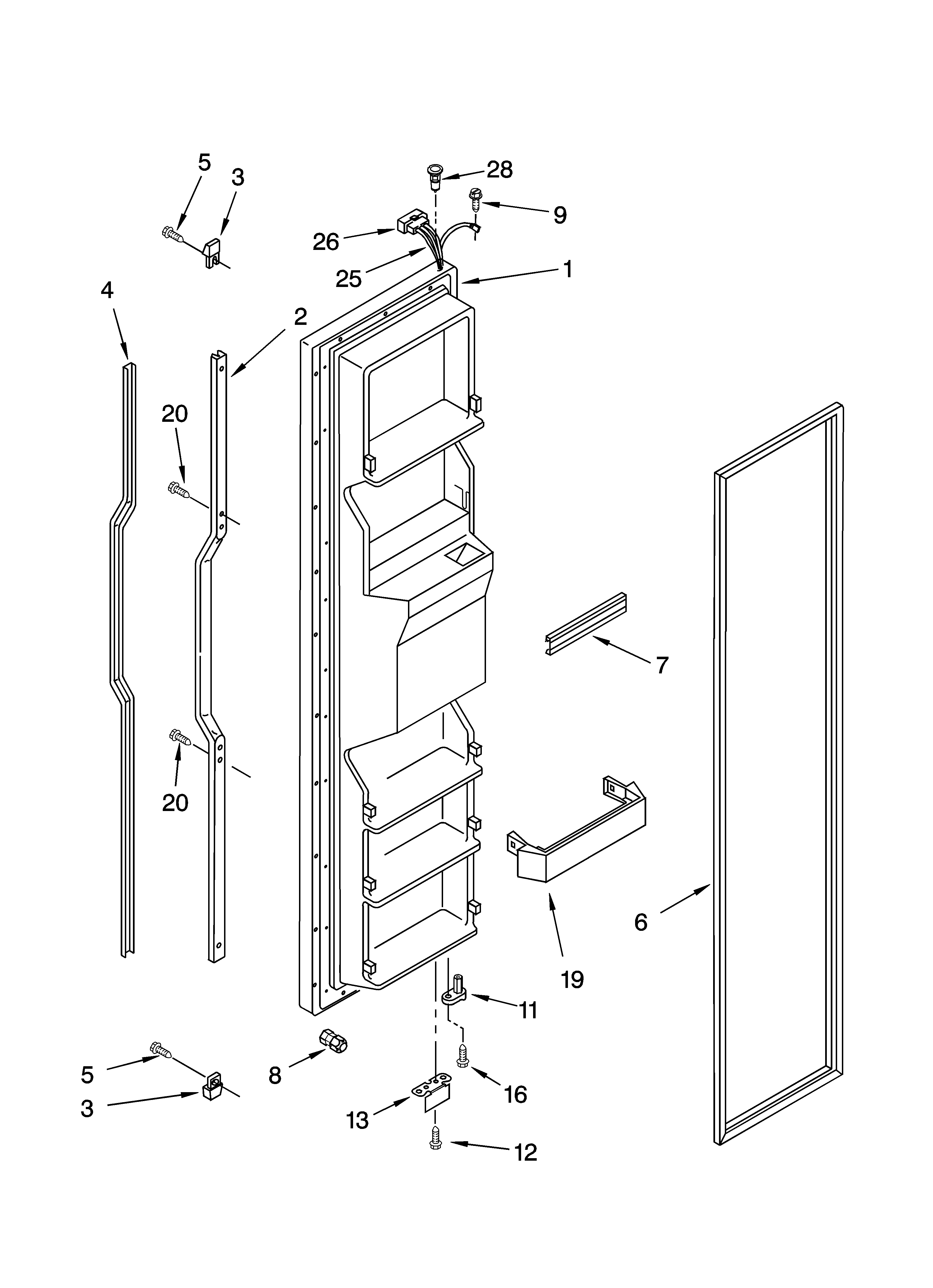 KitchenAid KSRD22FKST15 freezer door parts diagram