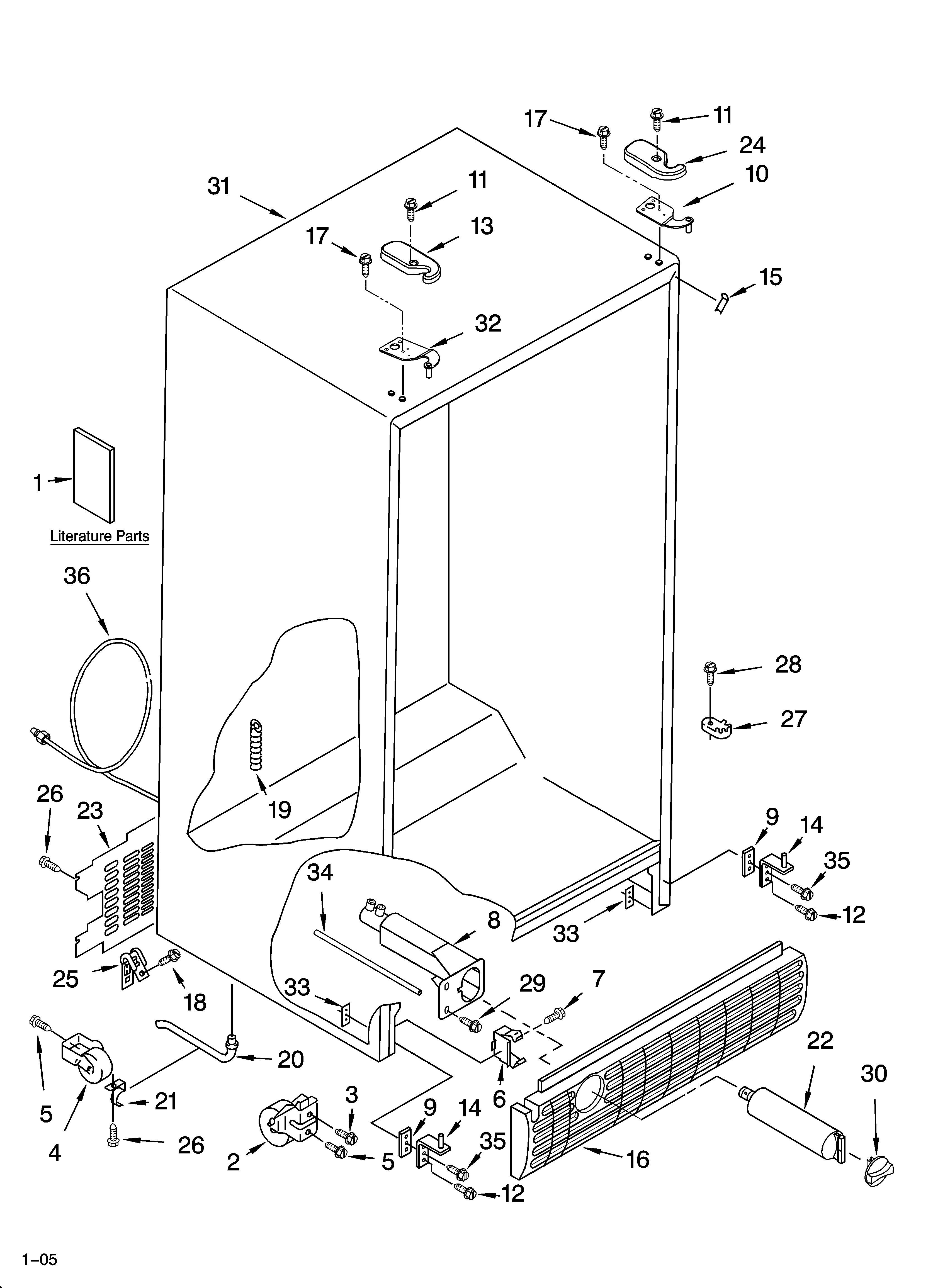 KitchenAid KSRI22FNBT00 cabinet parts diagram