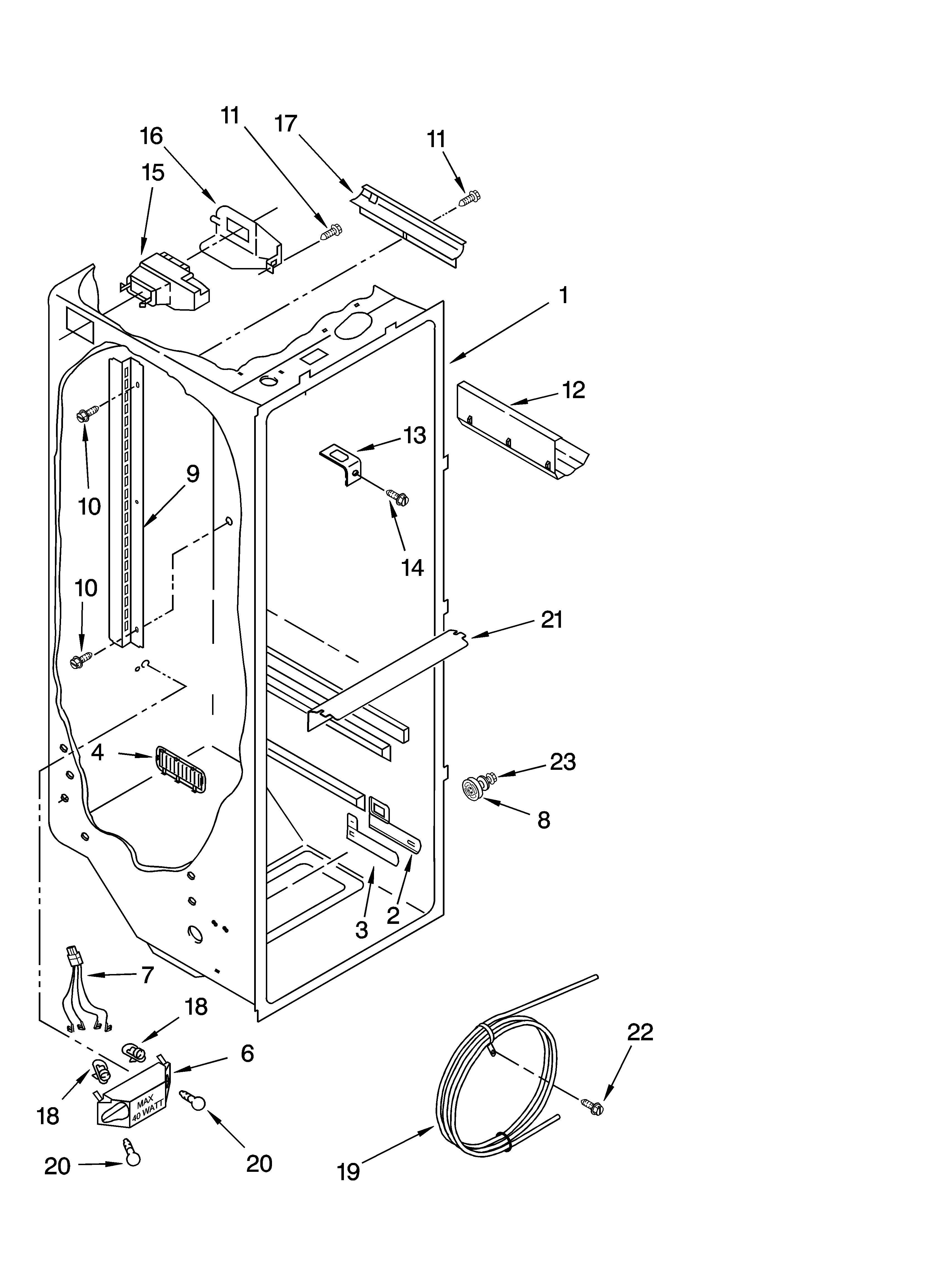 KitchenAid KSRI22FNBT00 refrigerator liner parts diagram