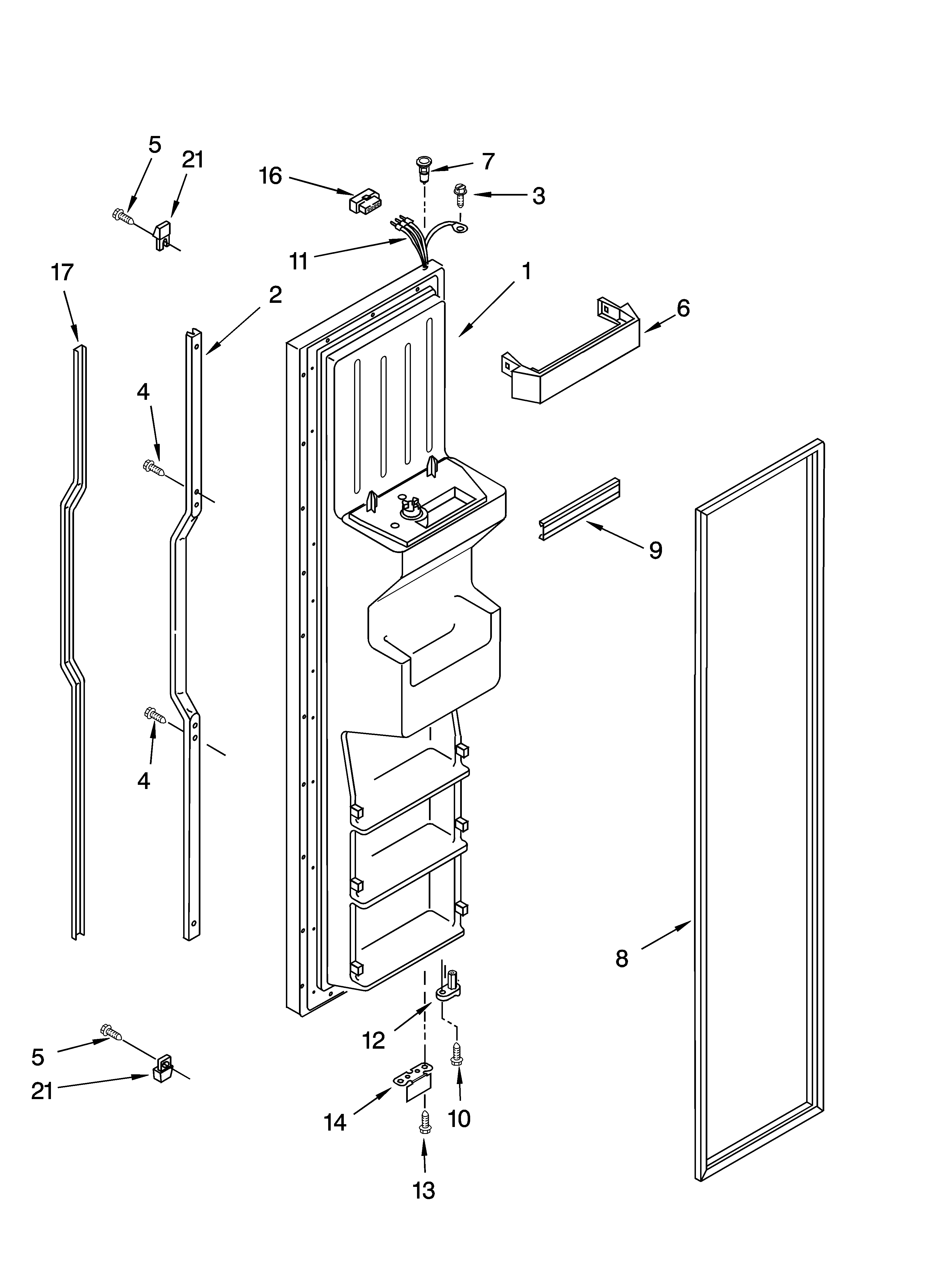 KitchenAid KSRI22FNBT00 freezer door parts diagram