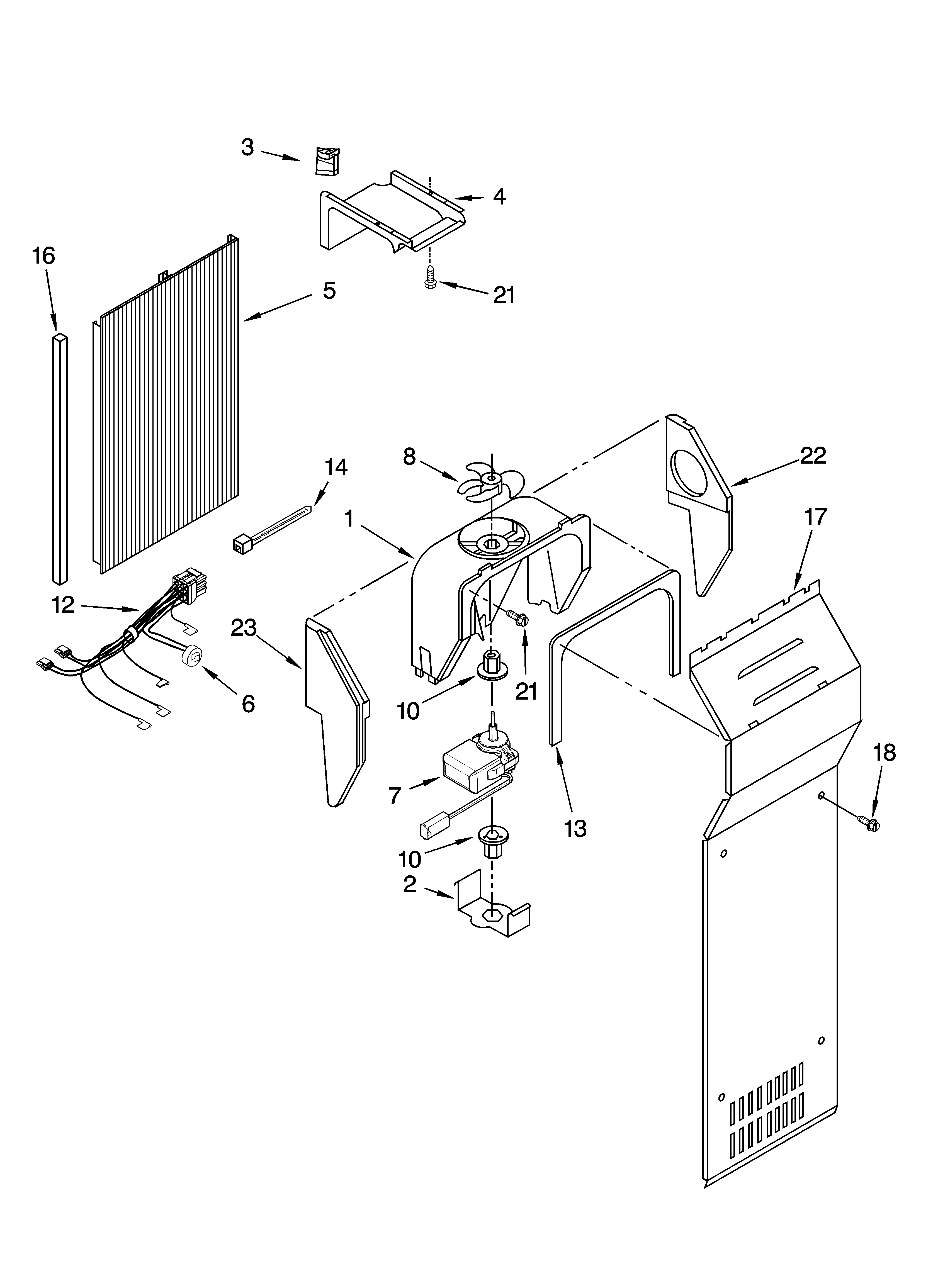KitchenAid KSRL25FRWH00 air flow parts diagram