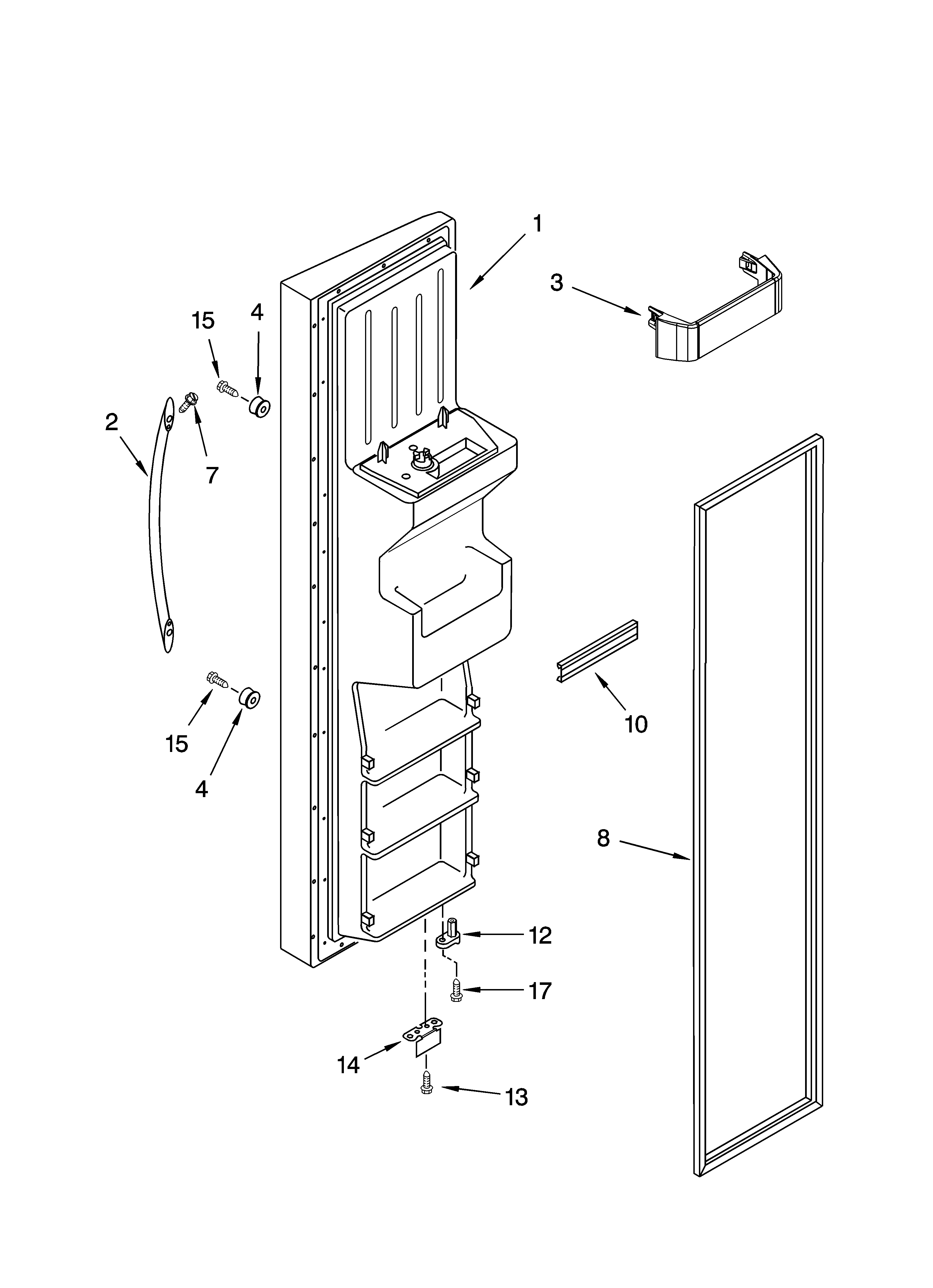 KitchenAid KSRW25CRSS01 freezer door parts diagram