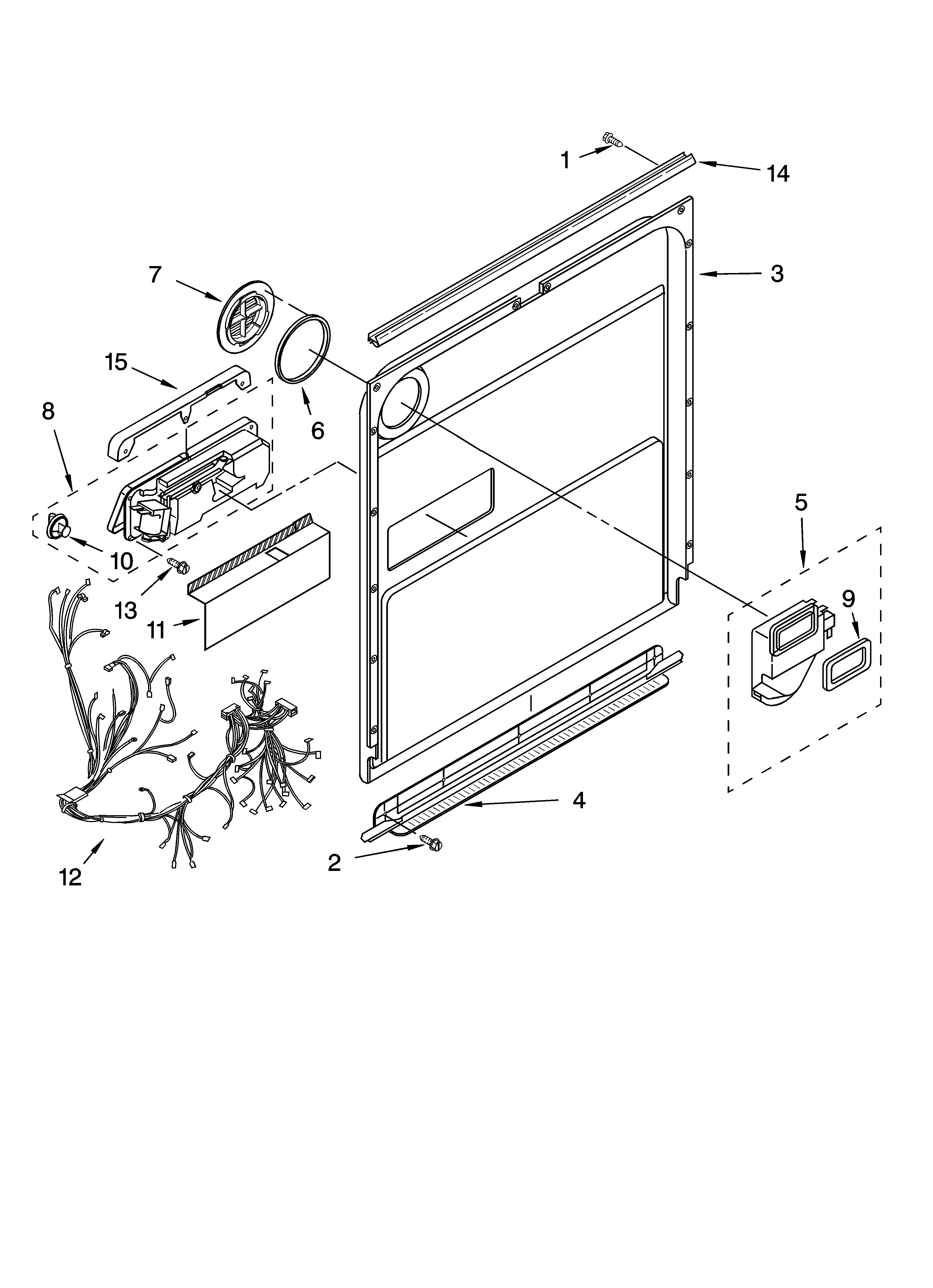 KitchenAid KUDC01TMBL0 door and latch parts diagram