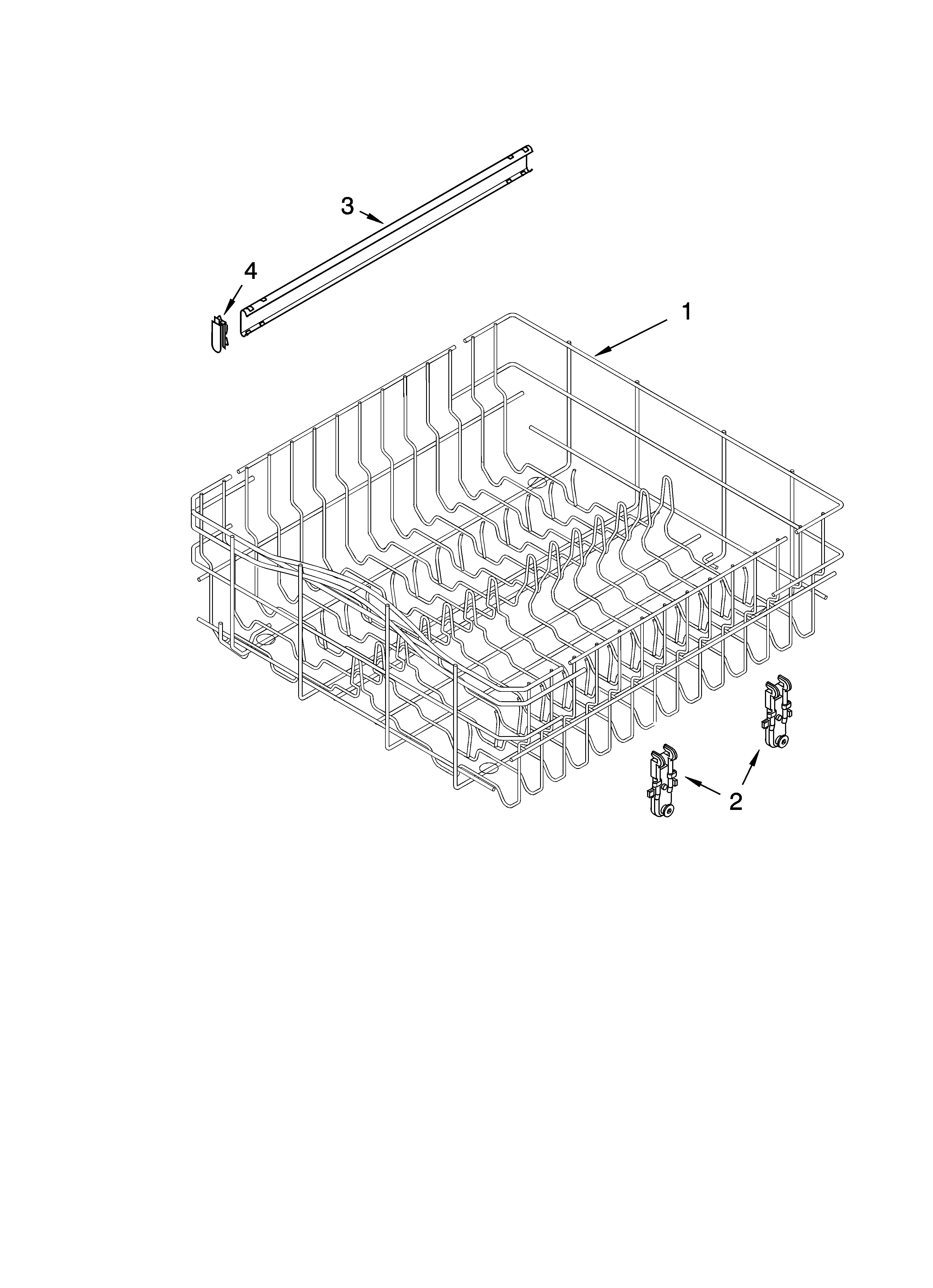 KitchenAid KUDC01TMBL0 upper rack and track parts diagram