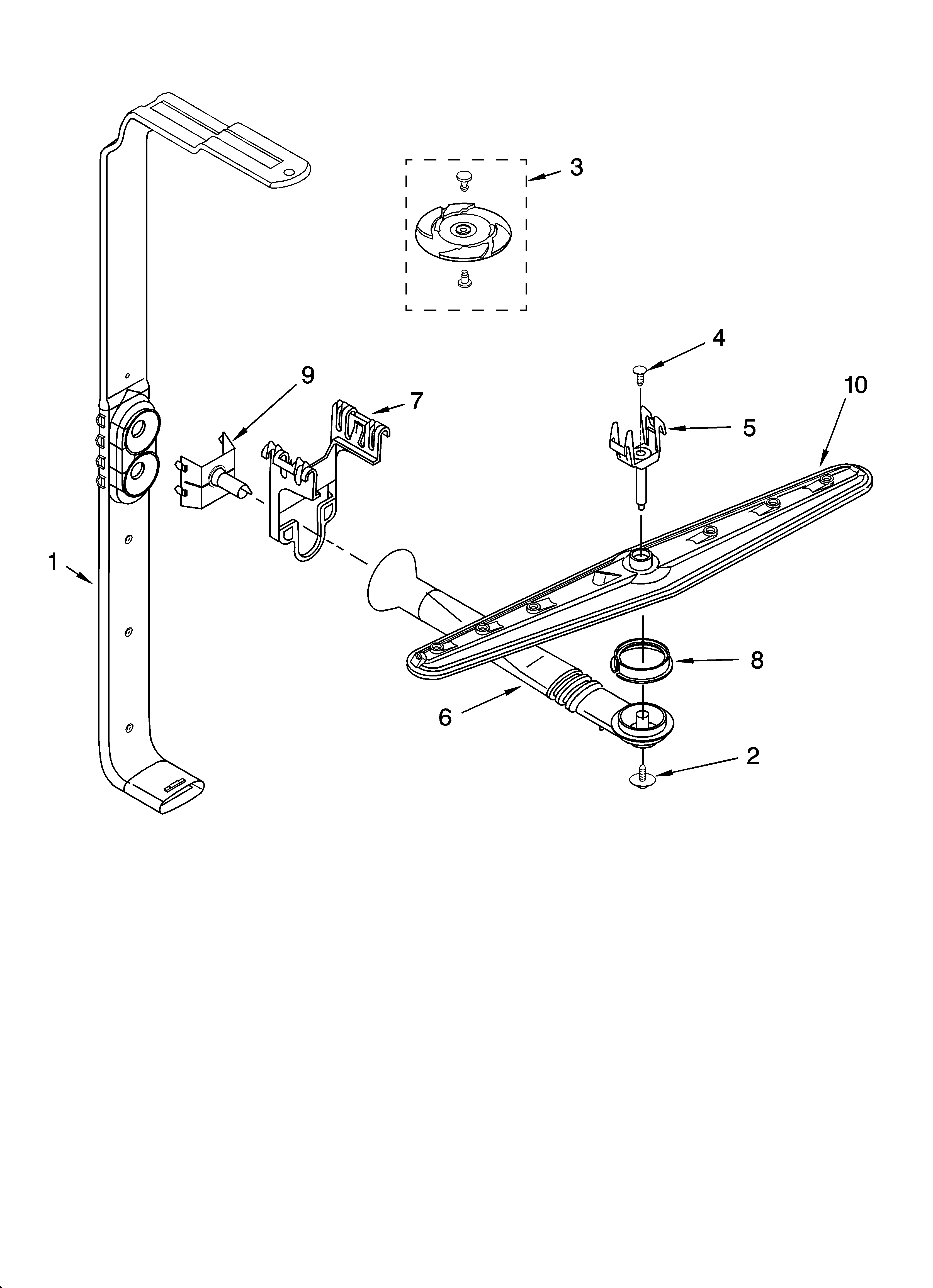 KitchenAid KUDC01TMBL0 upper wash and rinse parts diagram