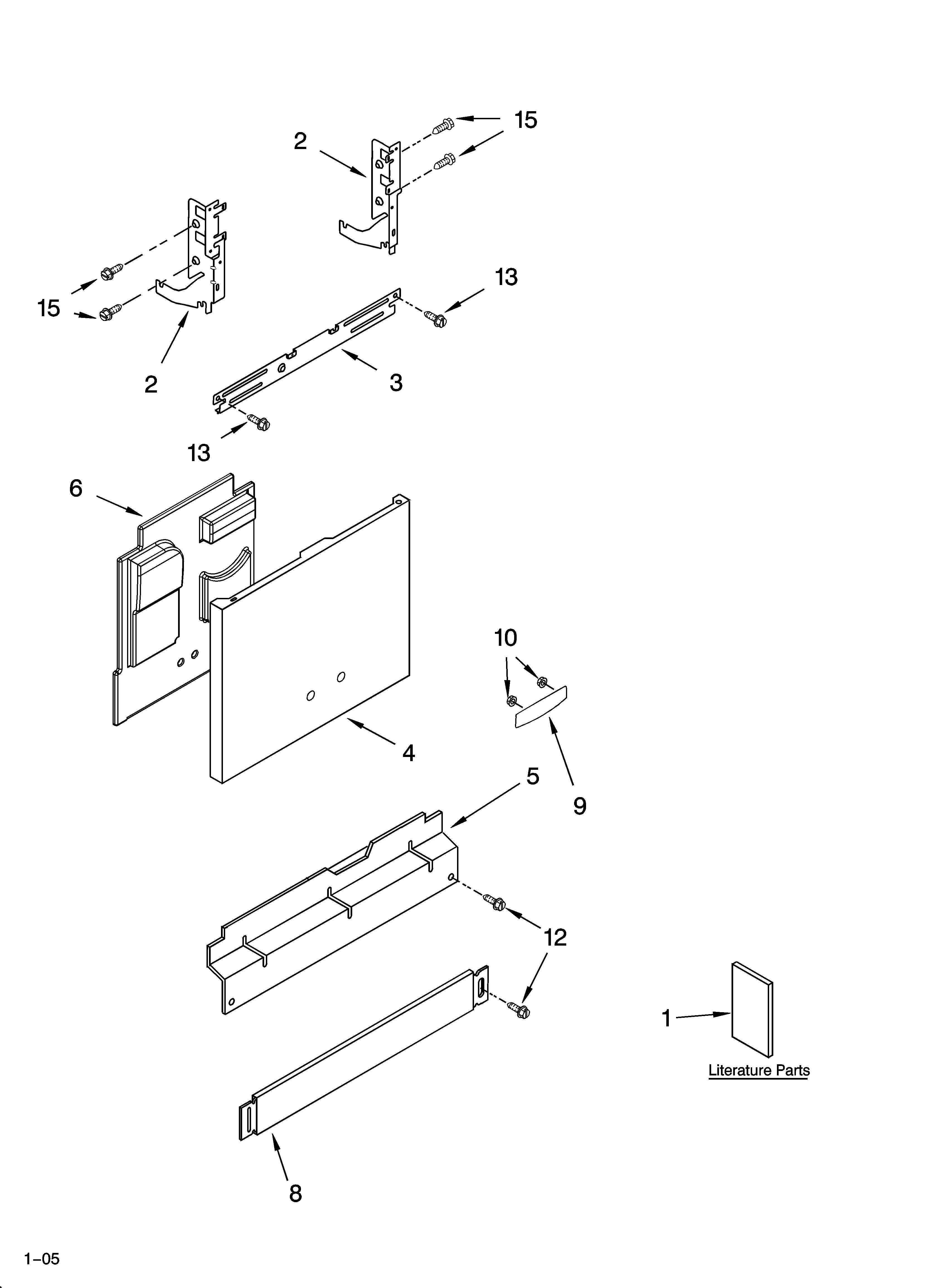 KitchenAid KUDI01DLBL1 door and panel parts diagram
