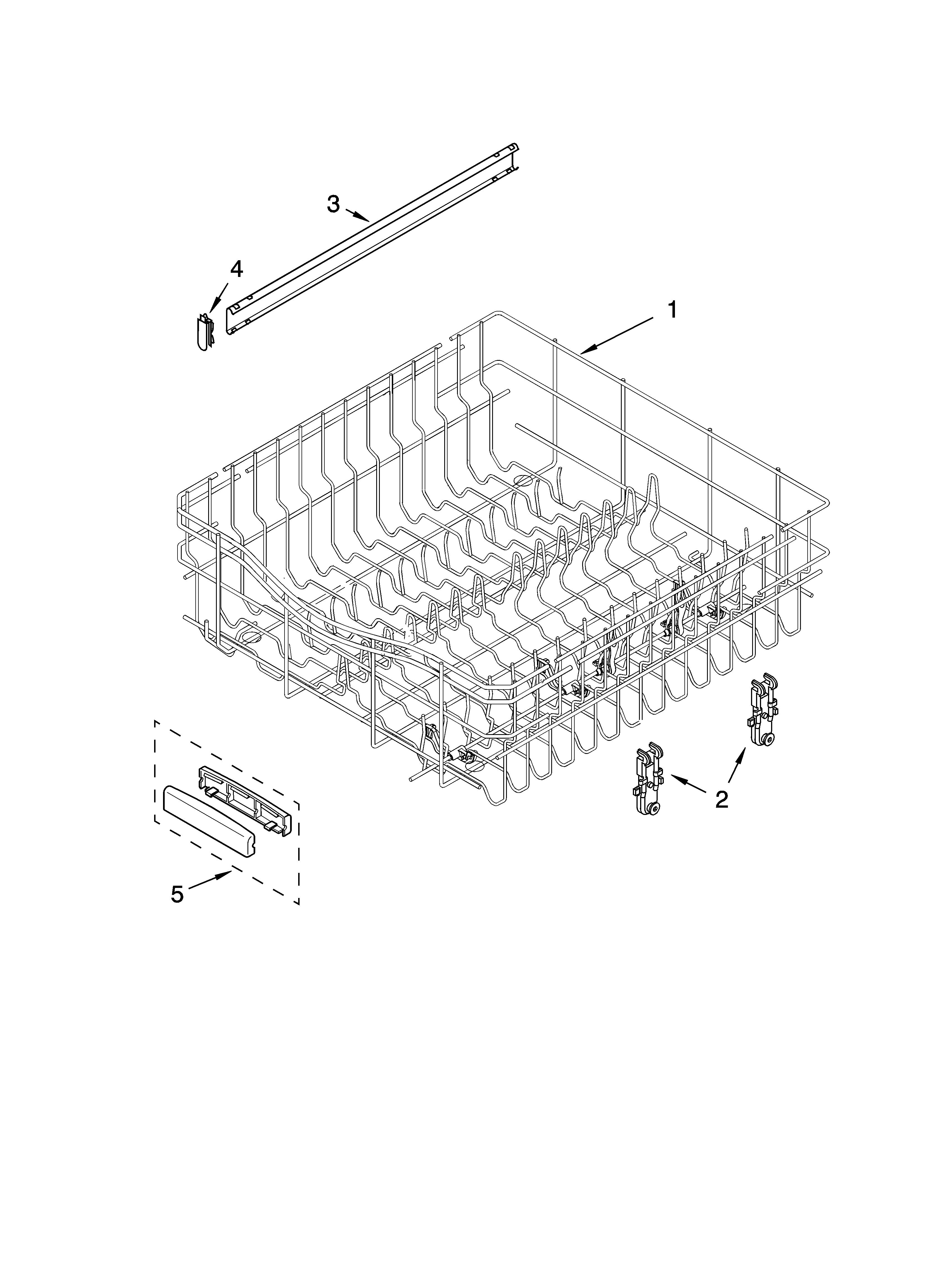 KitchenAid KUDI01DLBL1 upper rack and track parts diagram