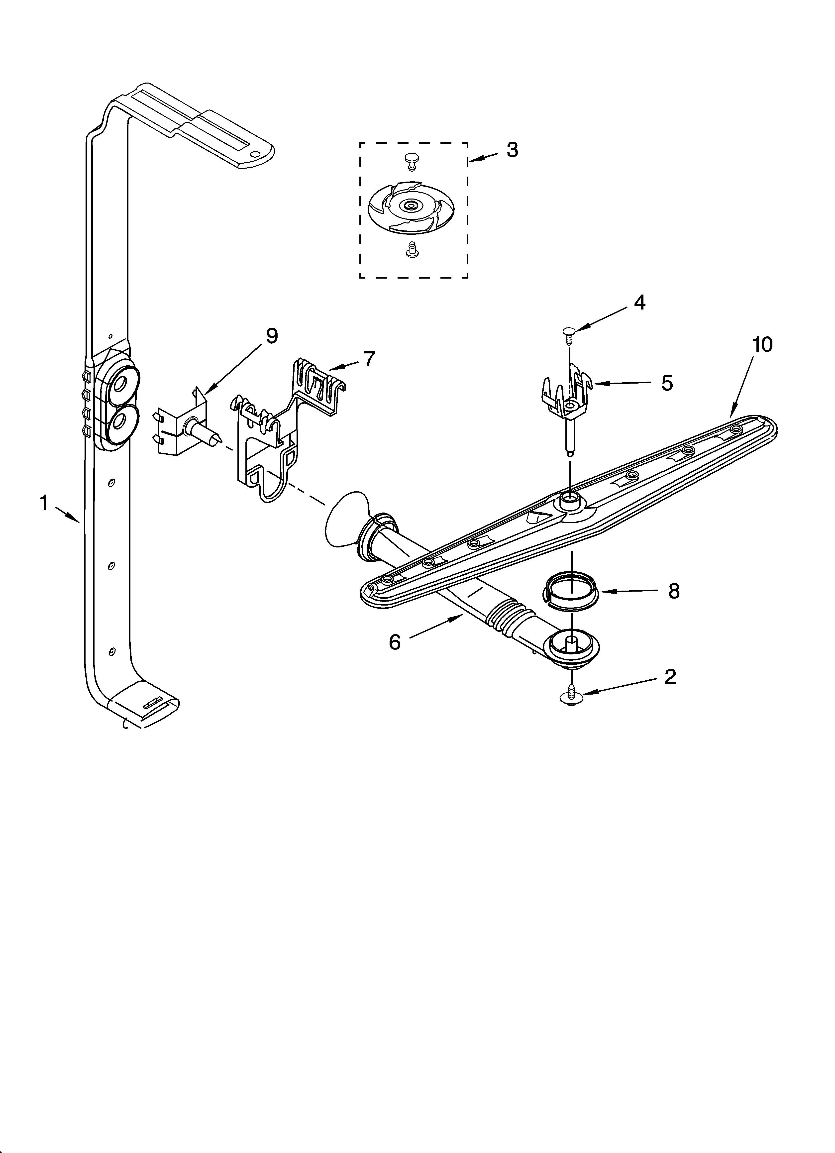 KitchenAid KUDI01DLBL1 upper wash and rinse parts diagram