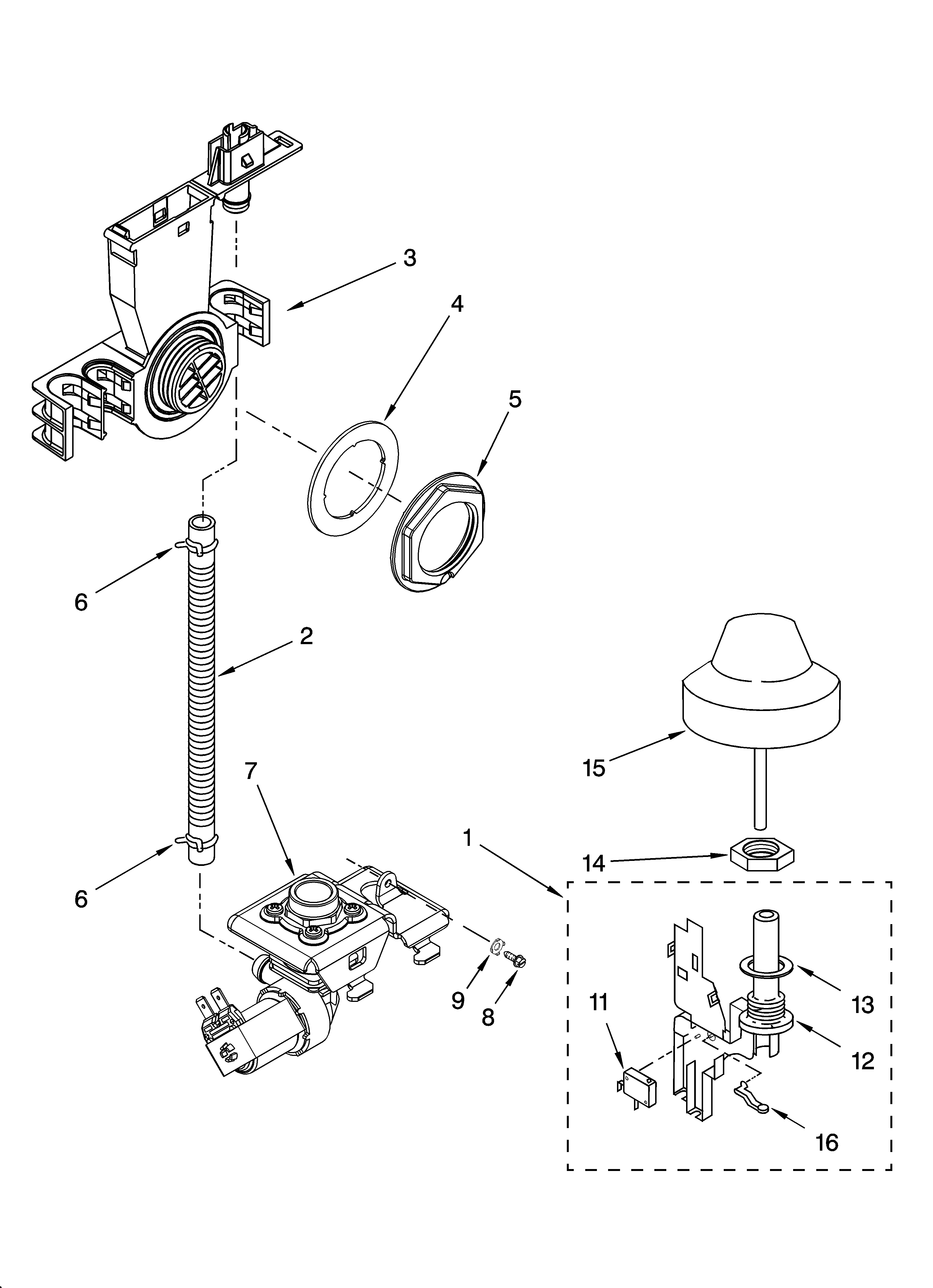 KitchenAid KUDI01DLBL2 fill and overfill parts diagram