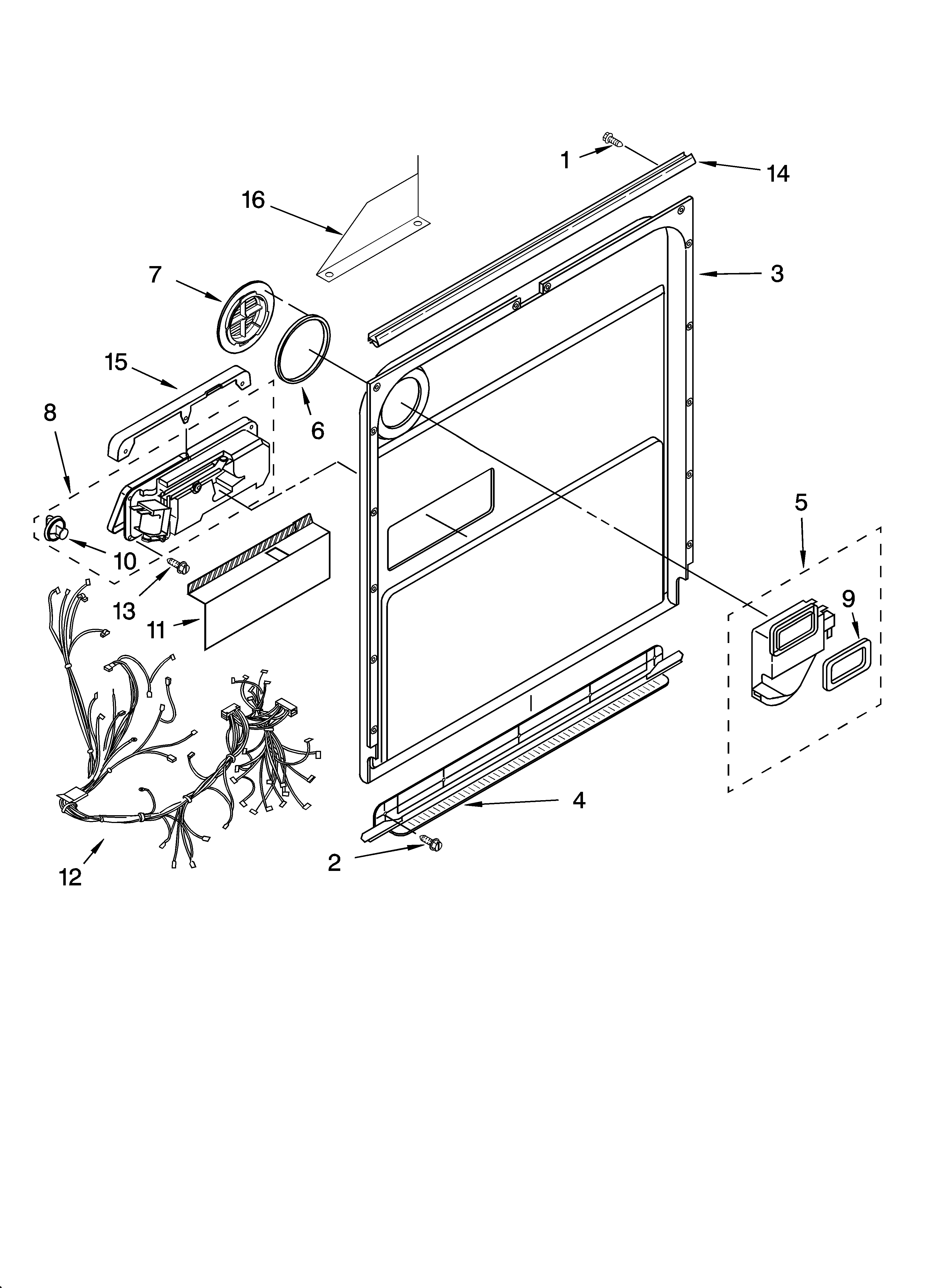 KitchenAid KUDI01DLBS3 door and latch parts diagram