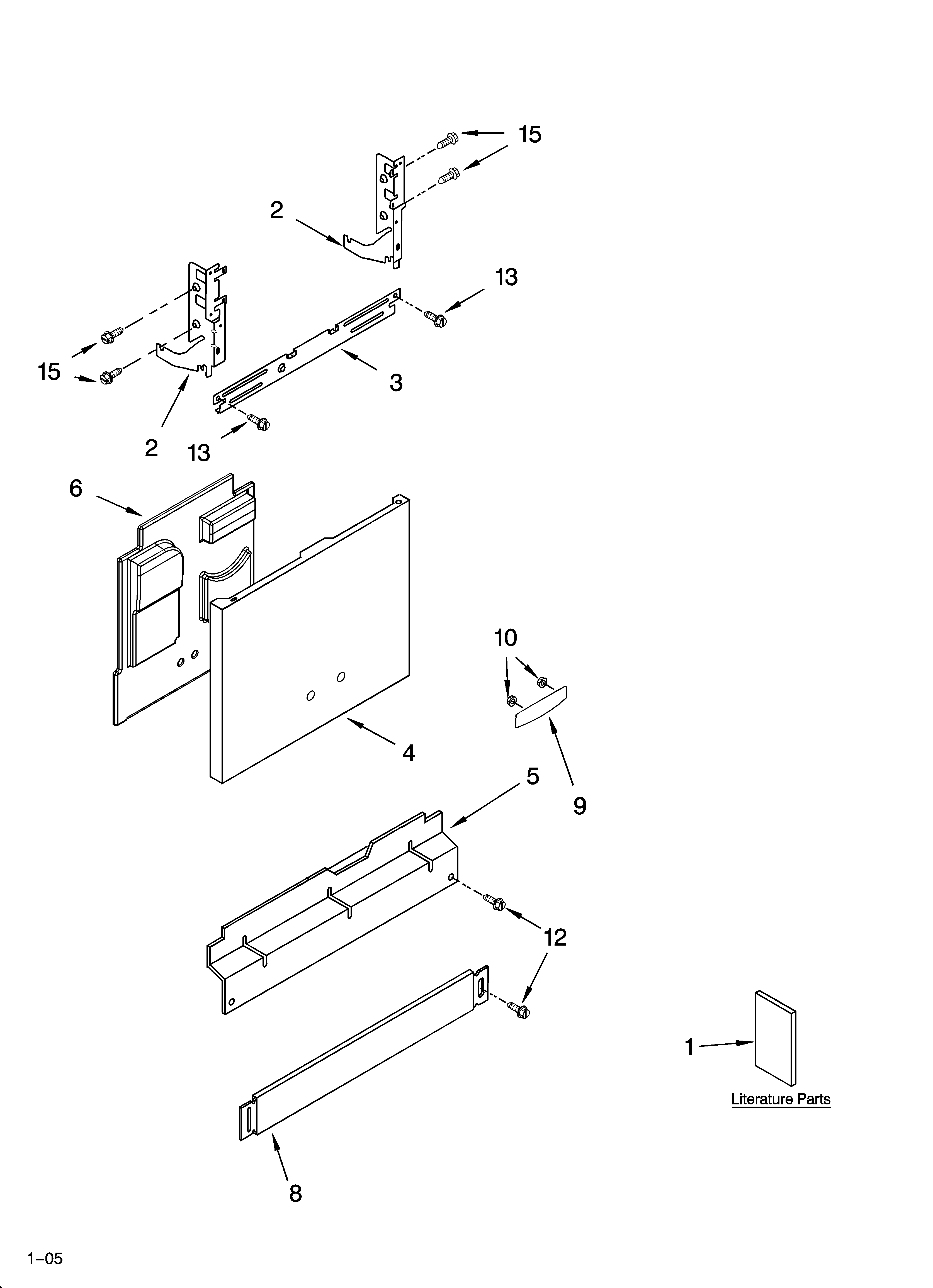 KitchenAid KUDI01DLWH6 door and panel parts diagram