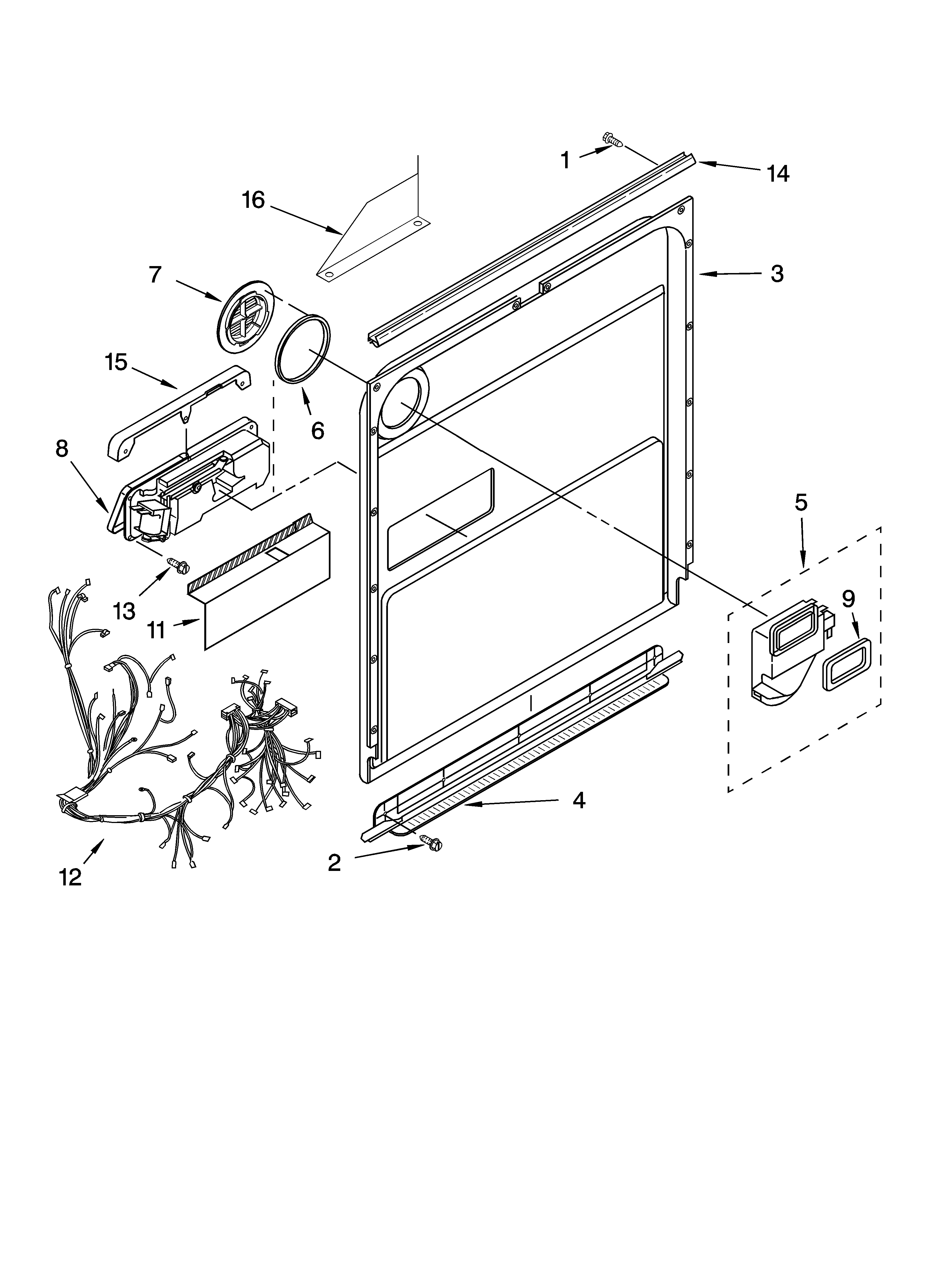 KitchenAid KUDI01DLWH6 door and latch parts diagram