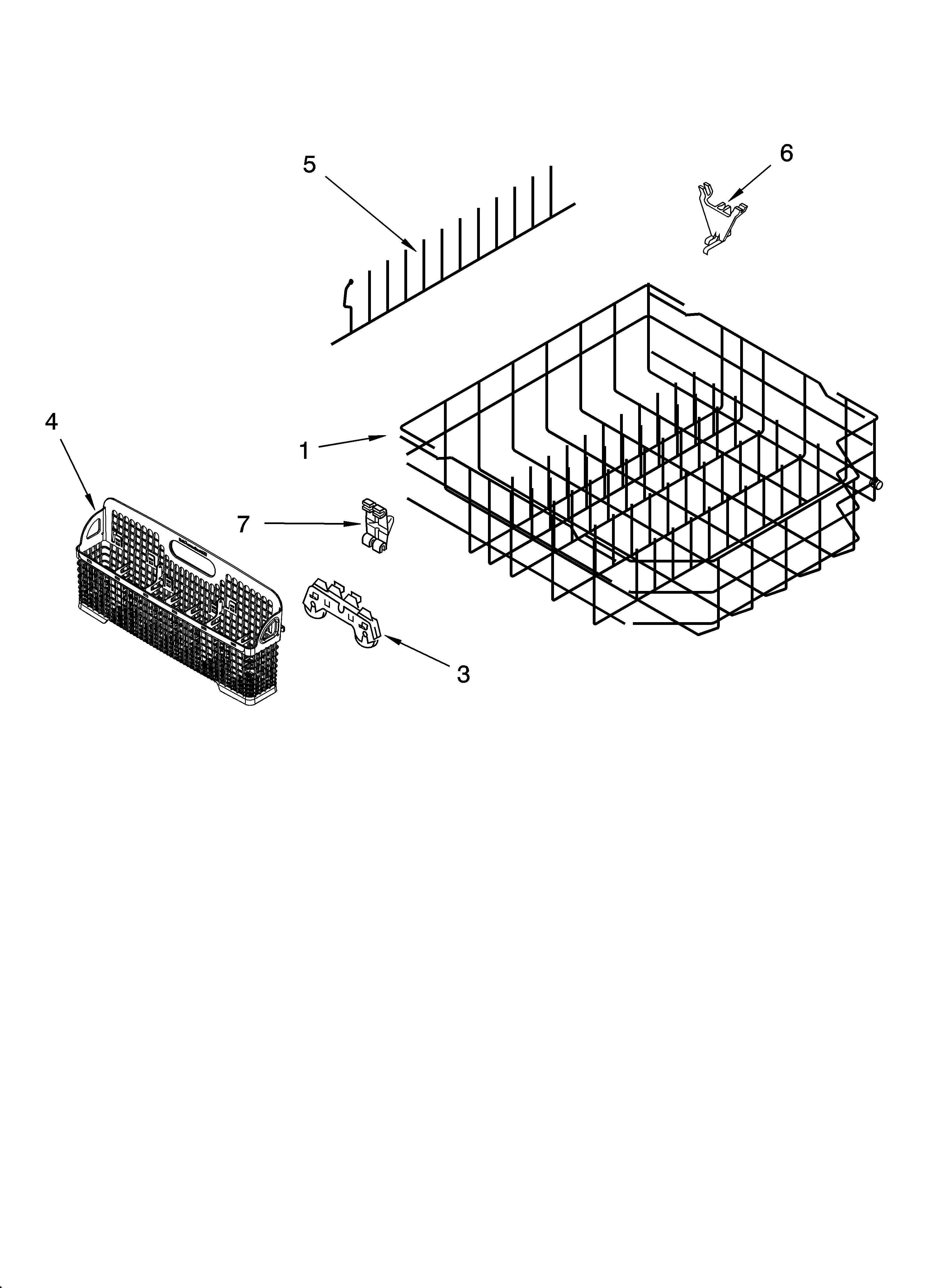 KitchenAid KUDI01DLWH6 lower rack parts, optional parts (not included) diagram