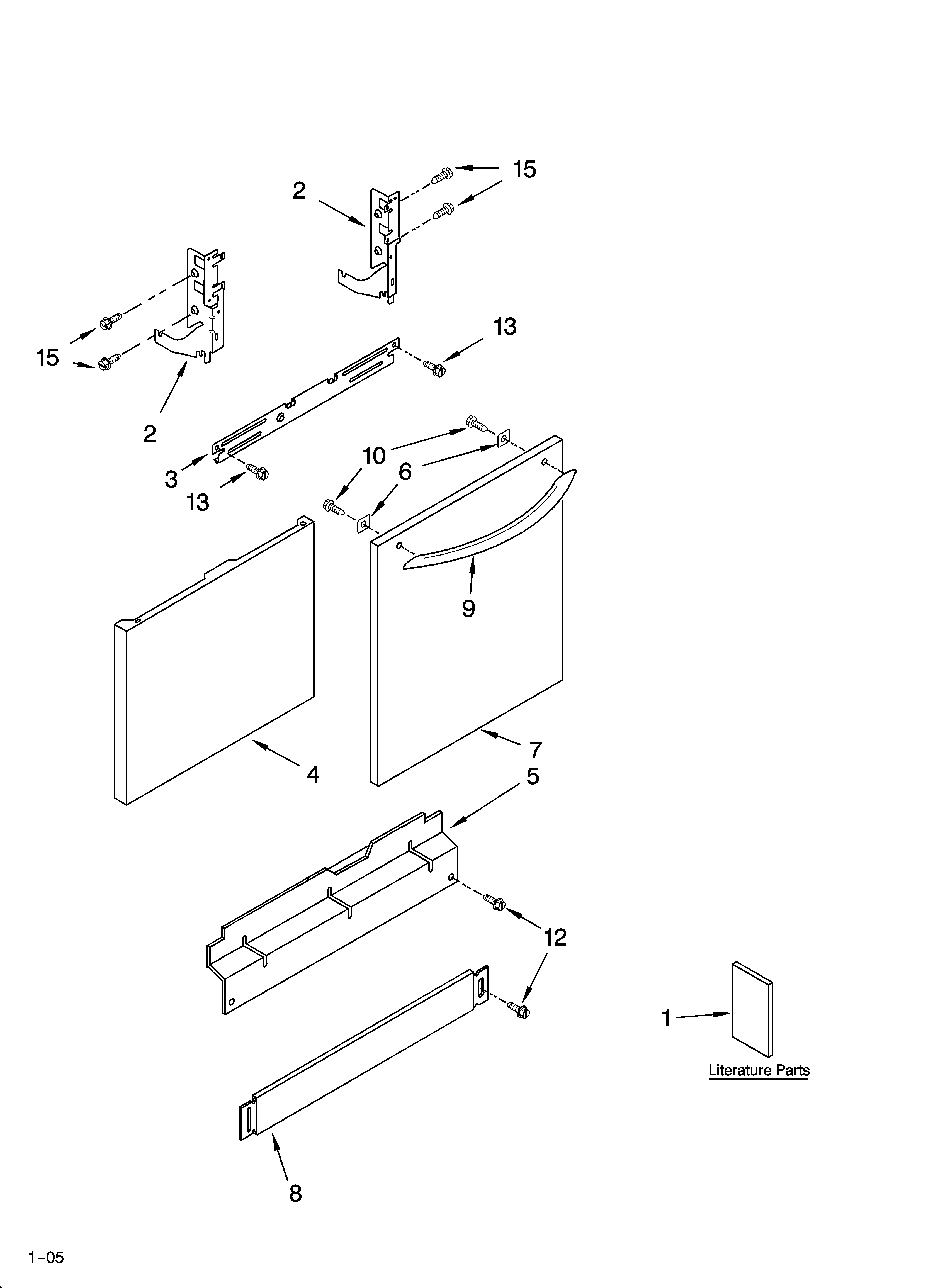 KitchenAid KUDI01FKWH1 door and panel parts diagram