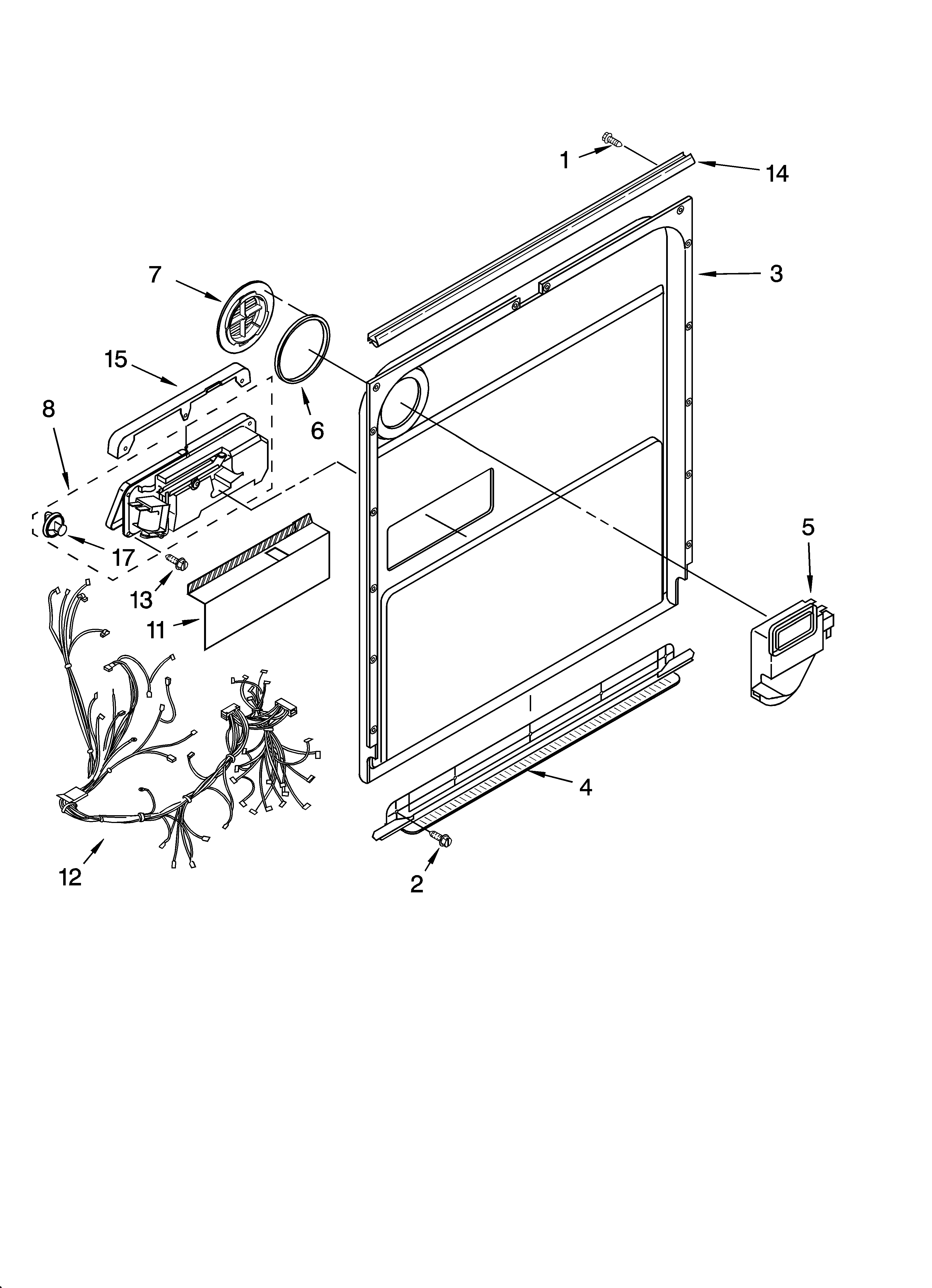 KitchenAid KUDI01FKWH1 door and latch parts diagram