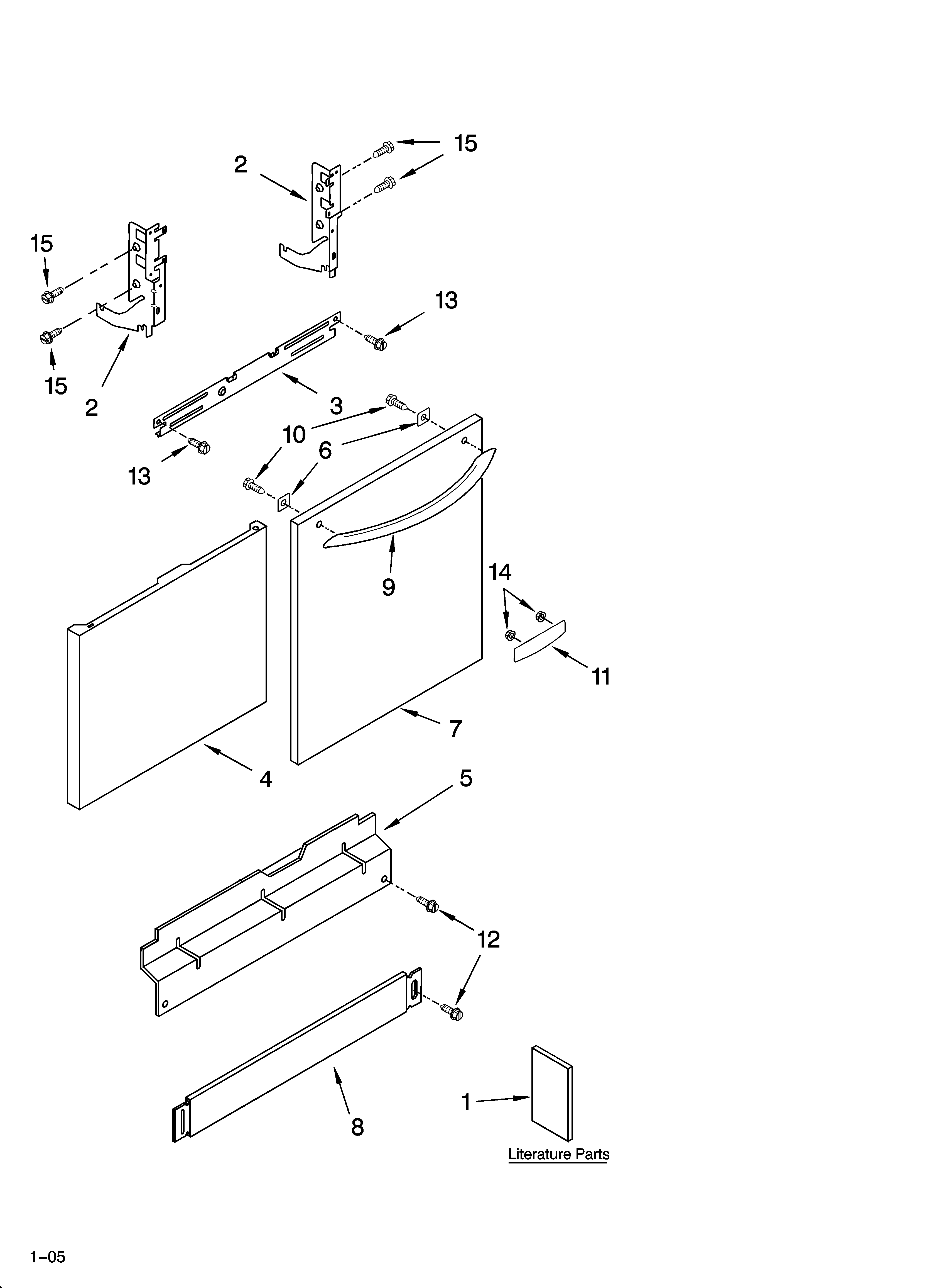 KitchenAid KUDI01FLBT0 door and panel parts diagram