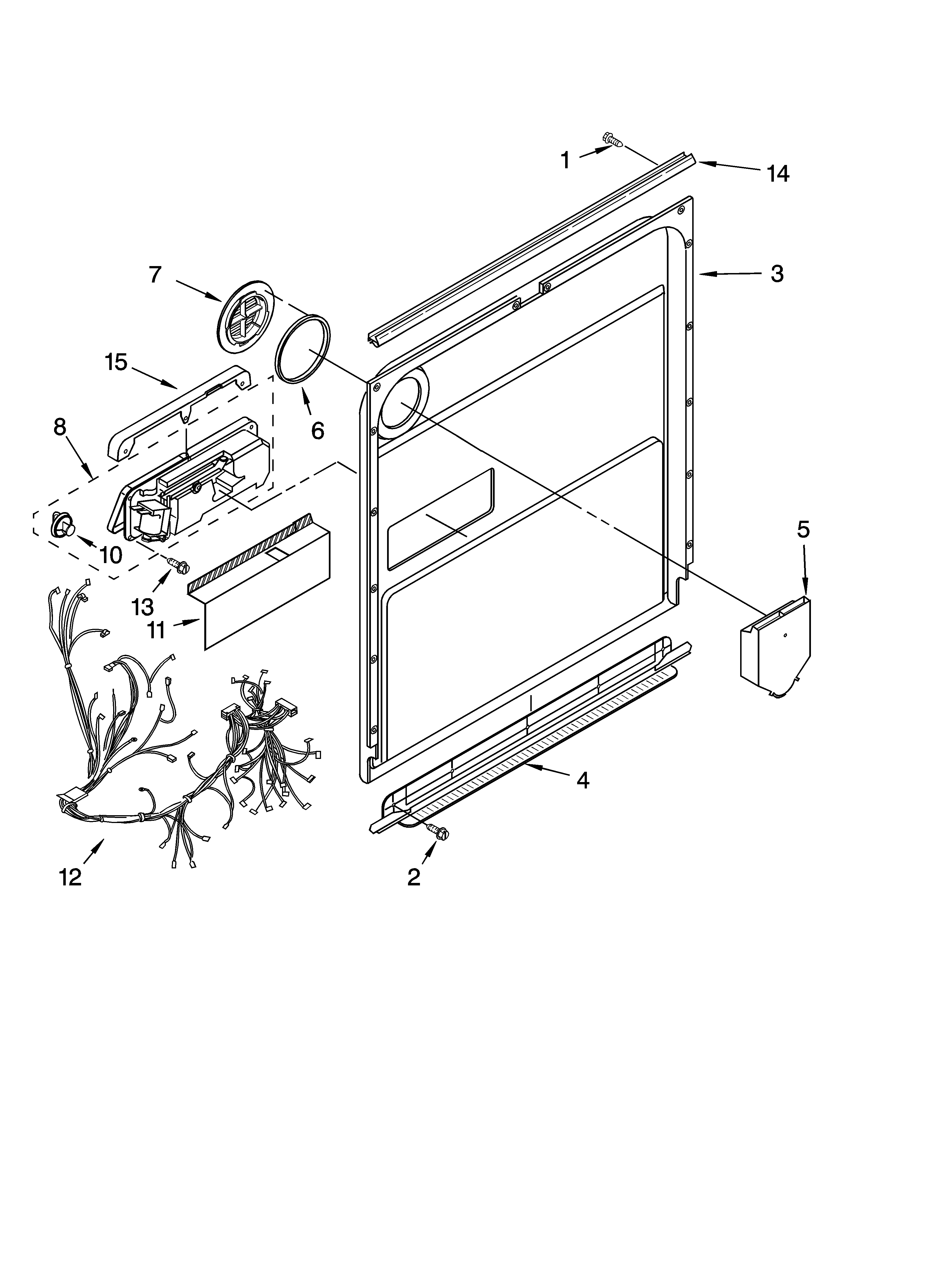 KitchenAid KUDI01FLBT0 door and latch parts diagram
