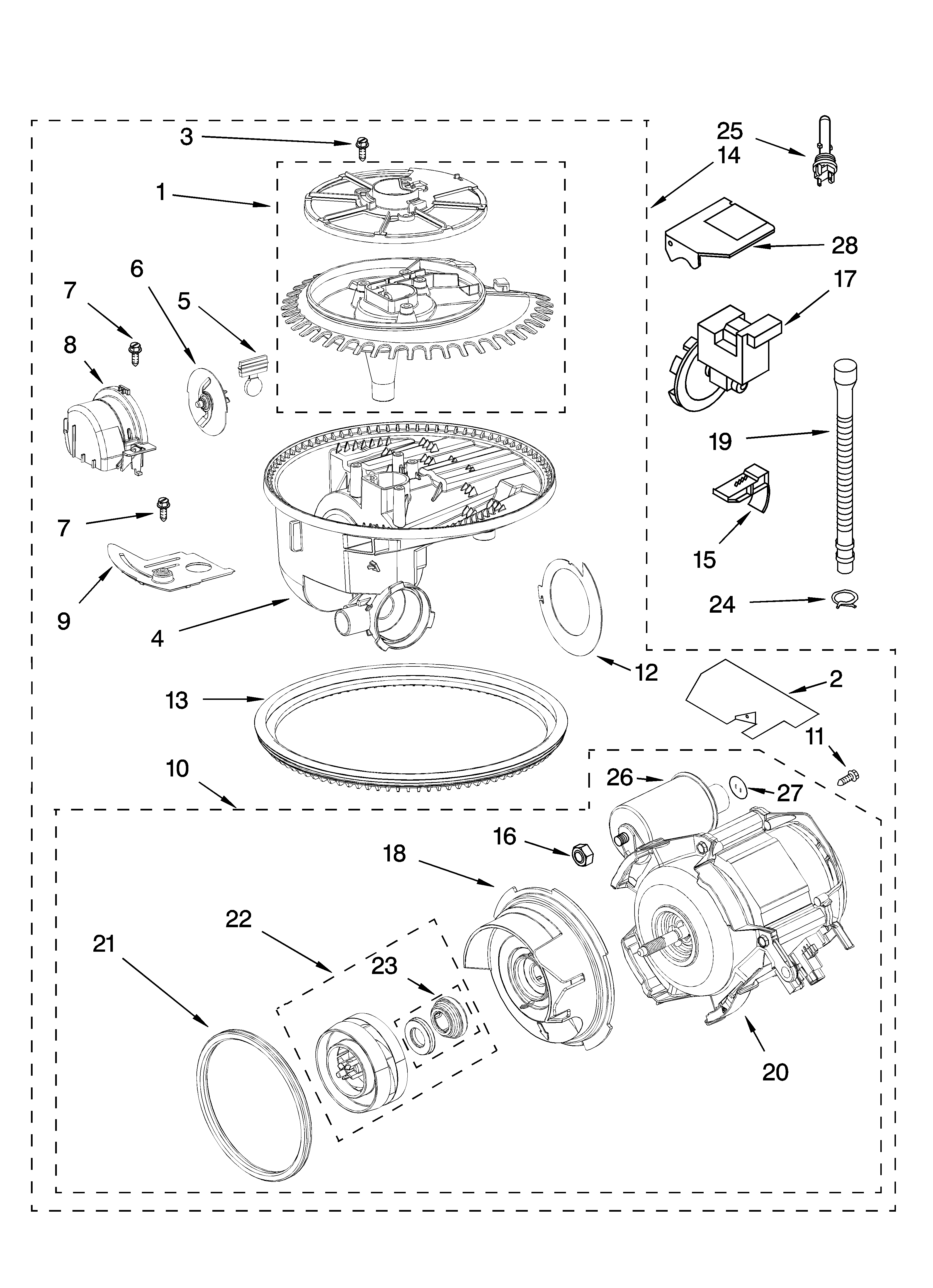 KitchenAid KUDI01FLBT0 pump and motor parts diagram