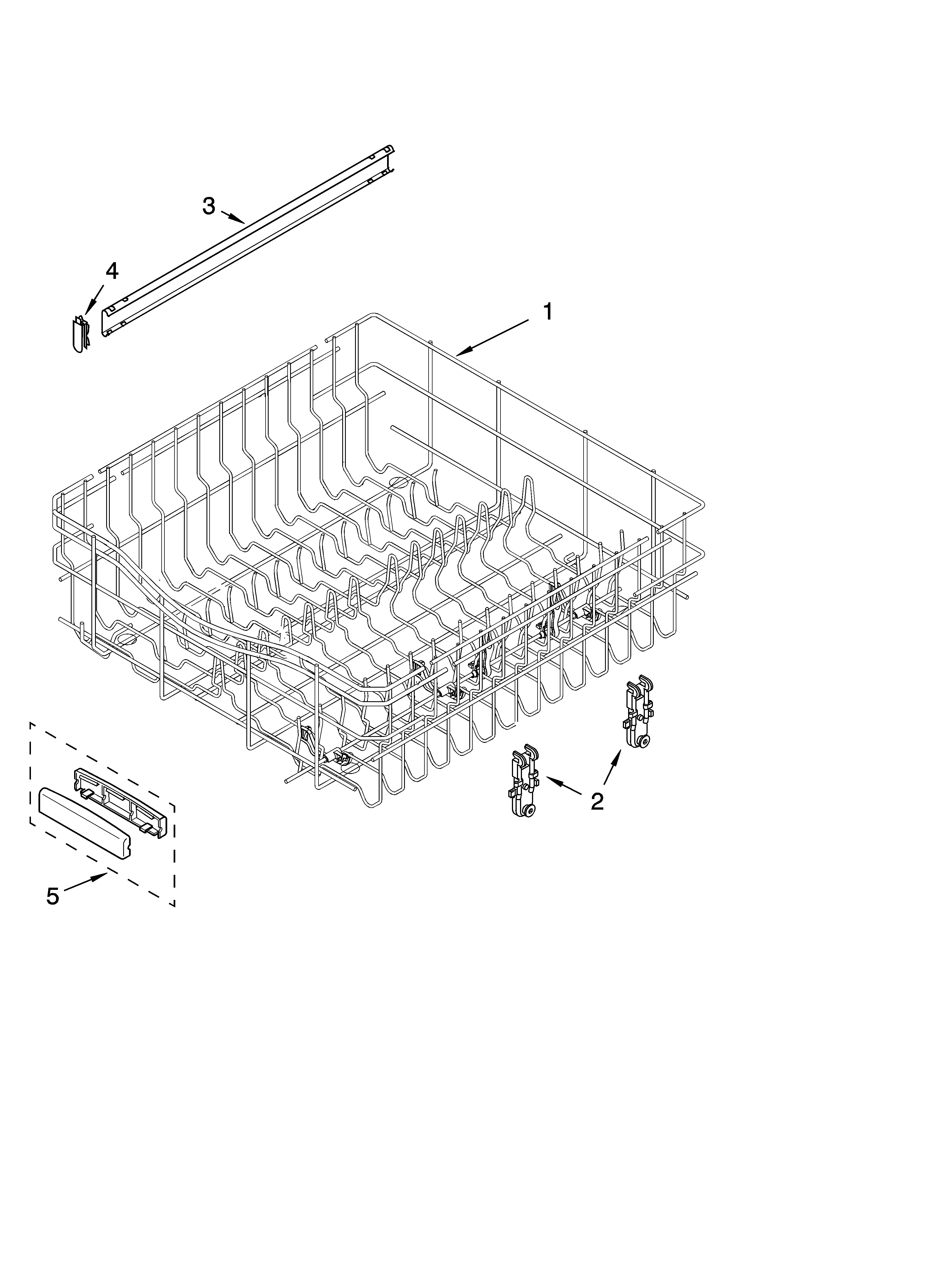 KitchenAid KUDI01FLBT0 upper rack and track parts diagram