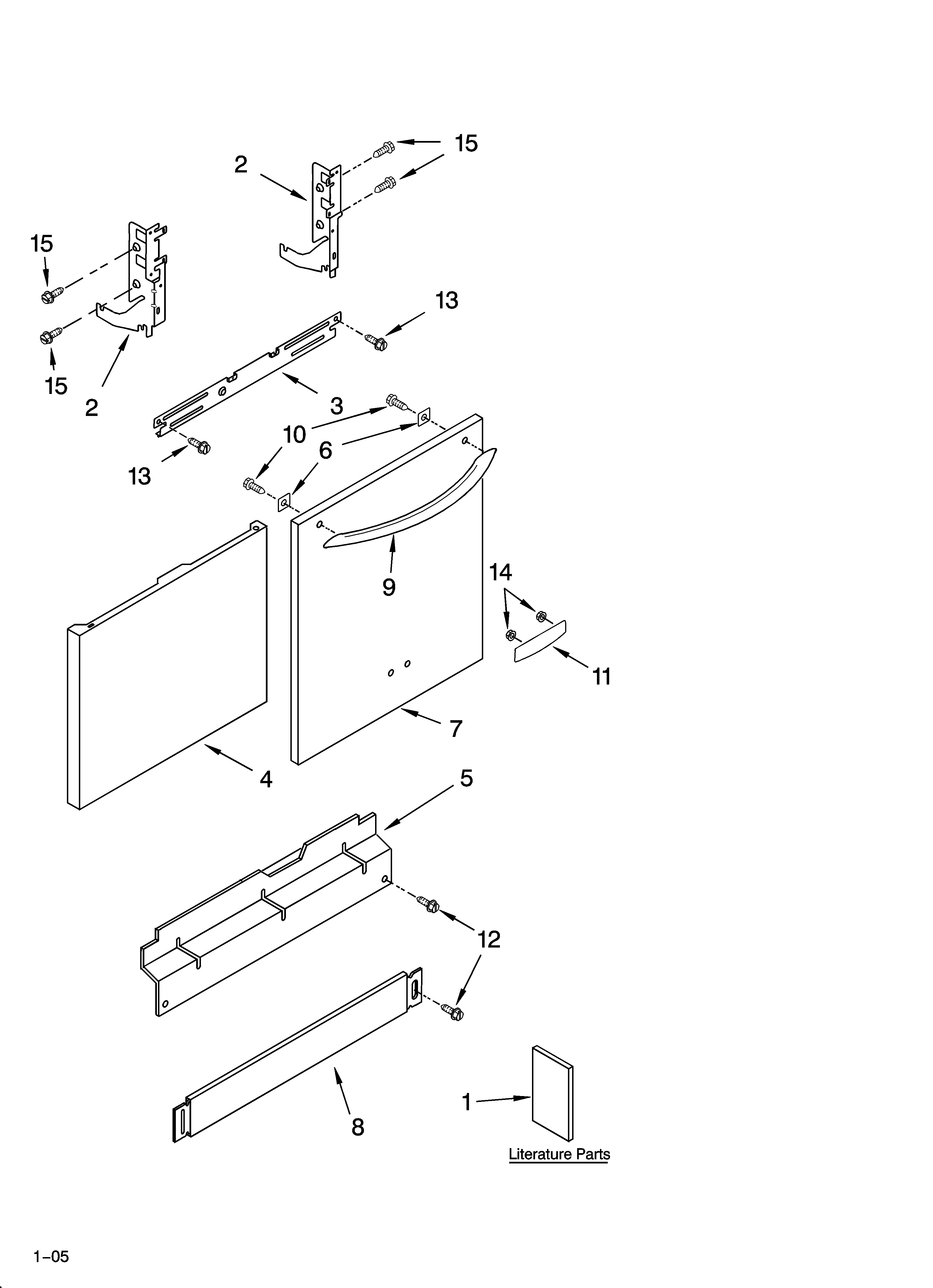 KitchenAid KUDI01FLBL3 door and panel parts diagram