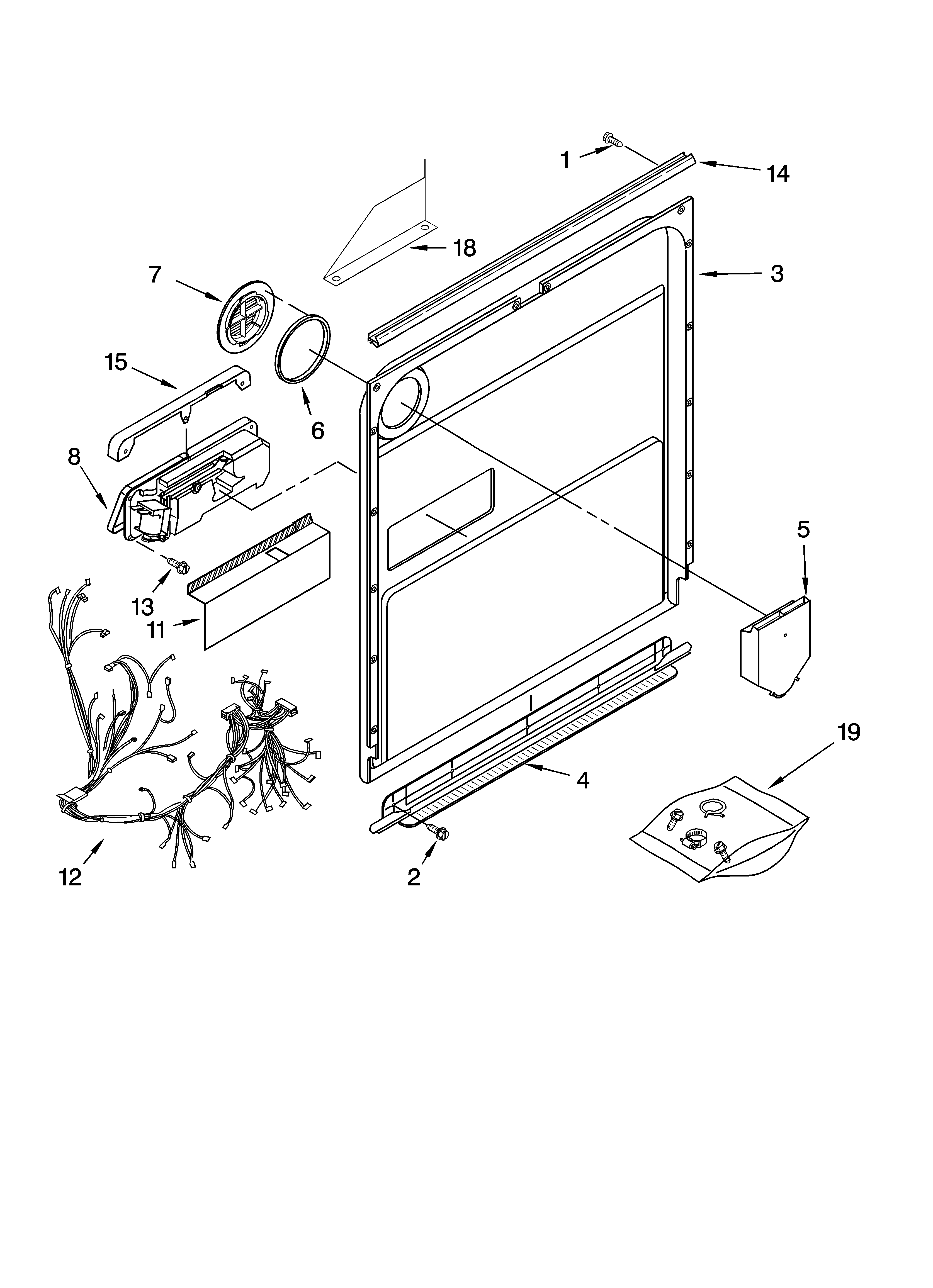KitchenAid KUDI01FLBL3 door and latch parts diagram