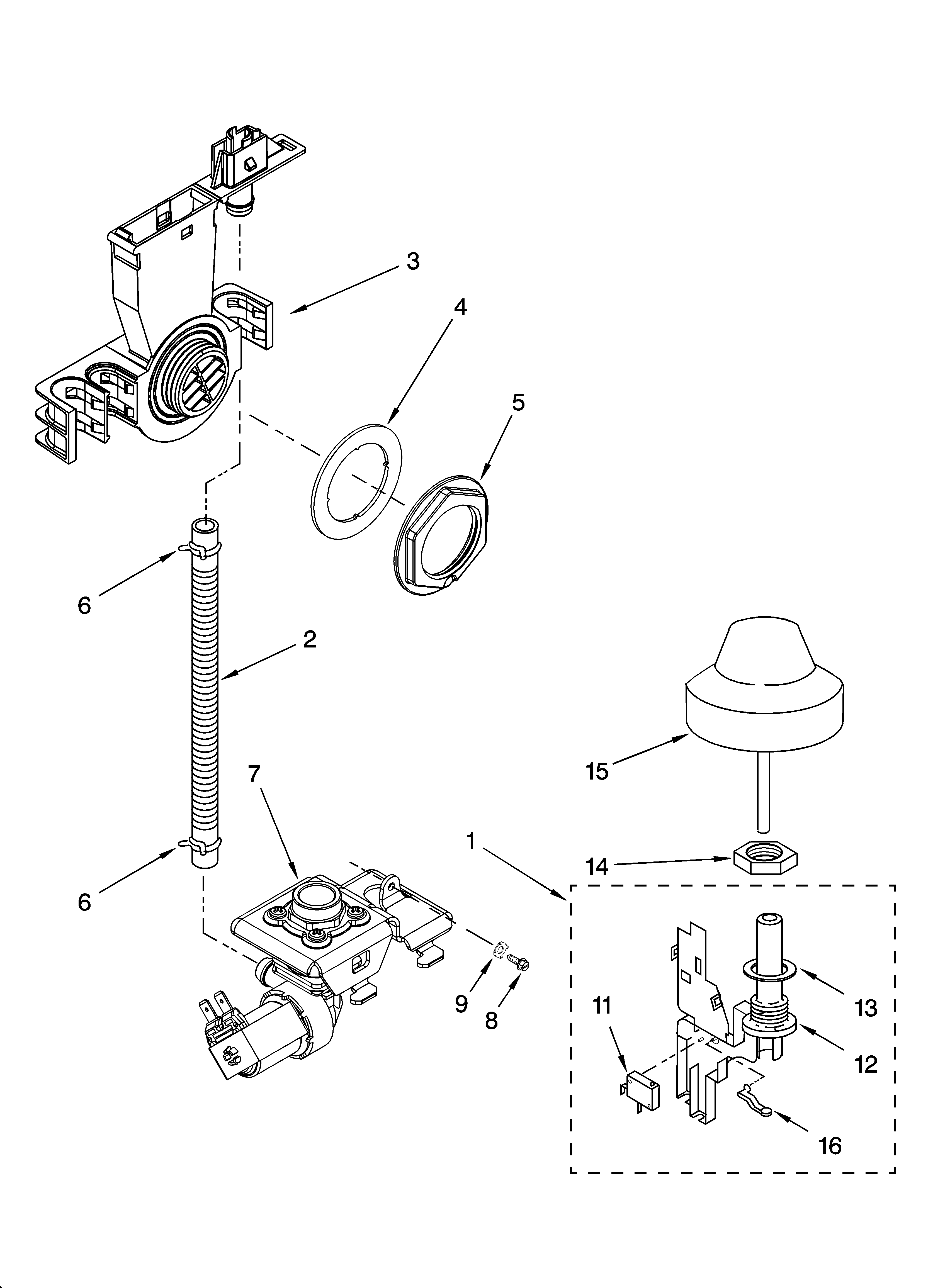 KitchenAid KUDI01ILWH2 fill and overfill parts diagram