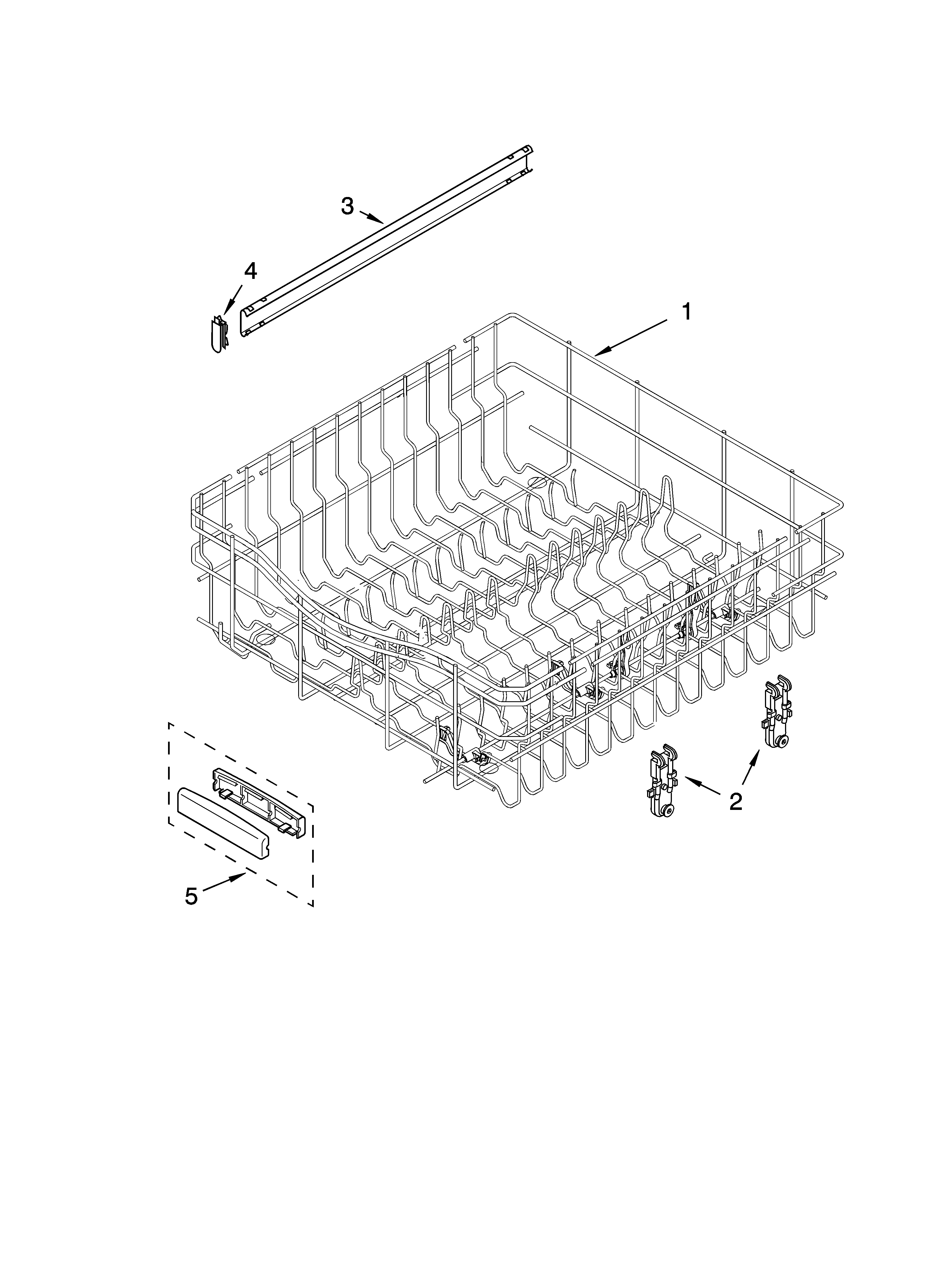 KitchenAid KUDI01ILWH2 upper rack and track parts diagram