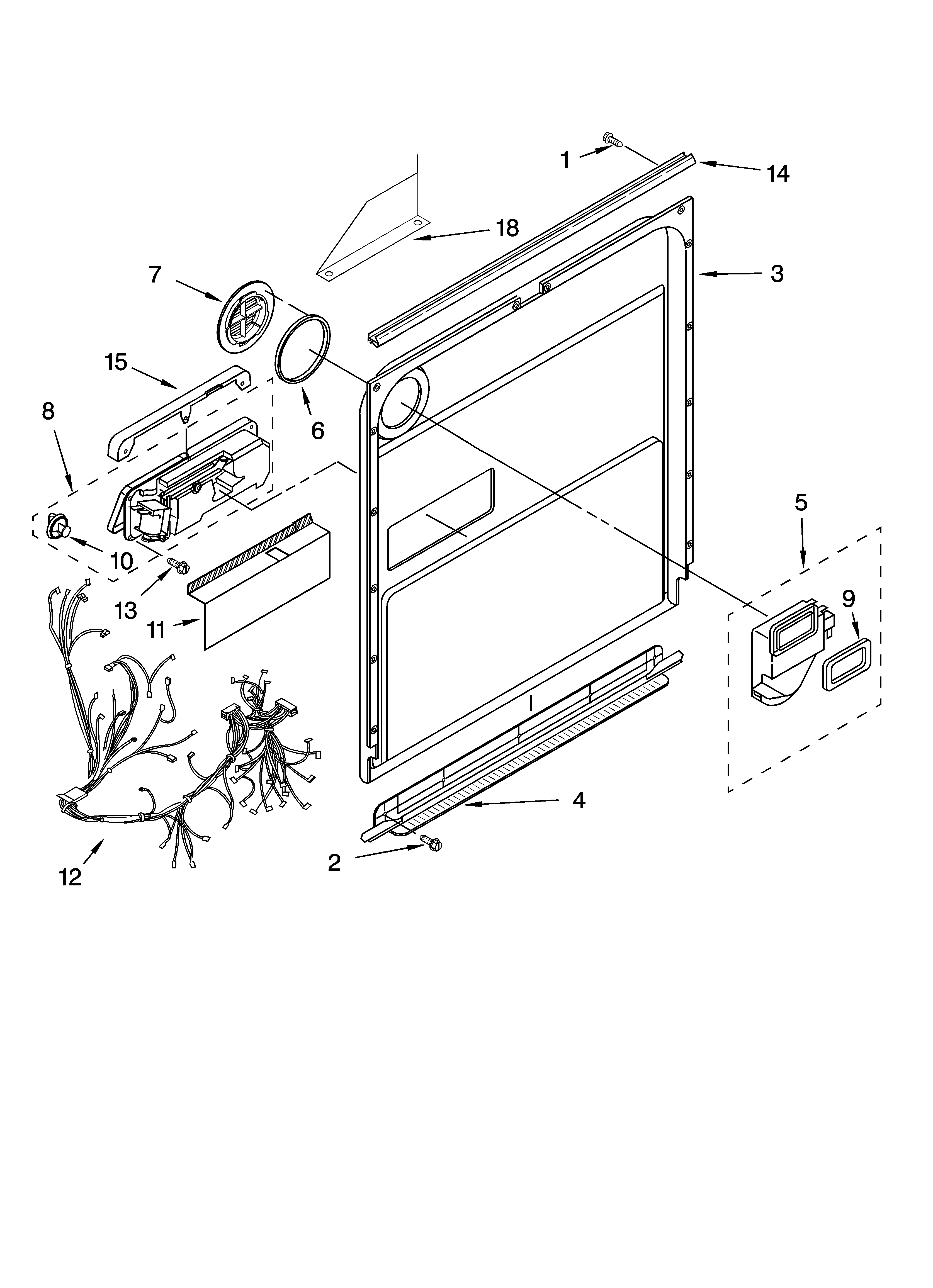 KitchenAid KUDI01ILWH3 door and latch parts diagram