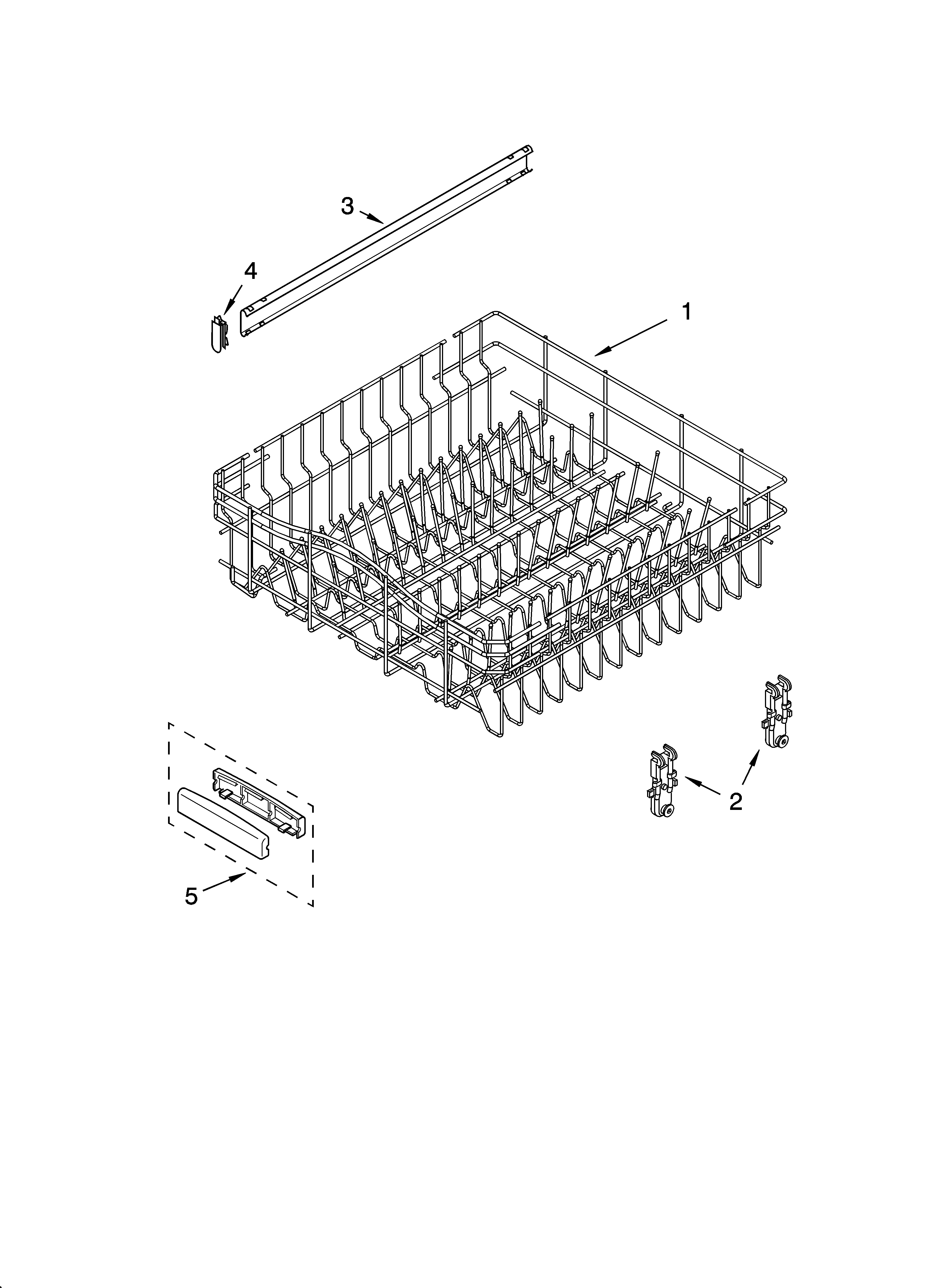 KitchenAid KUDI01ILWH5 upper rack and track parts diagram
