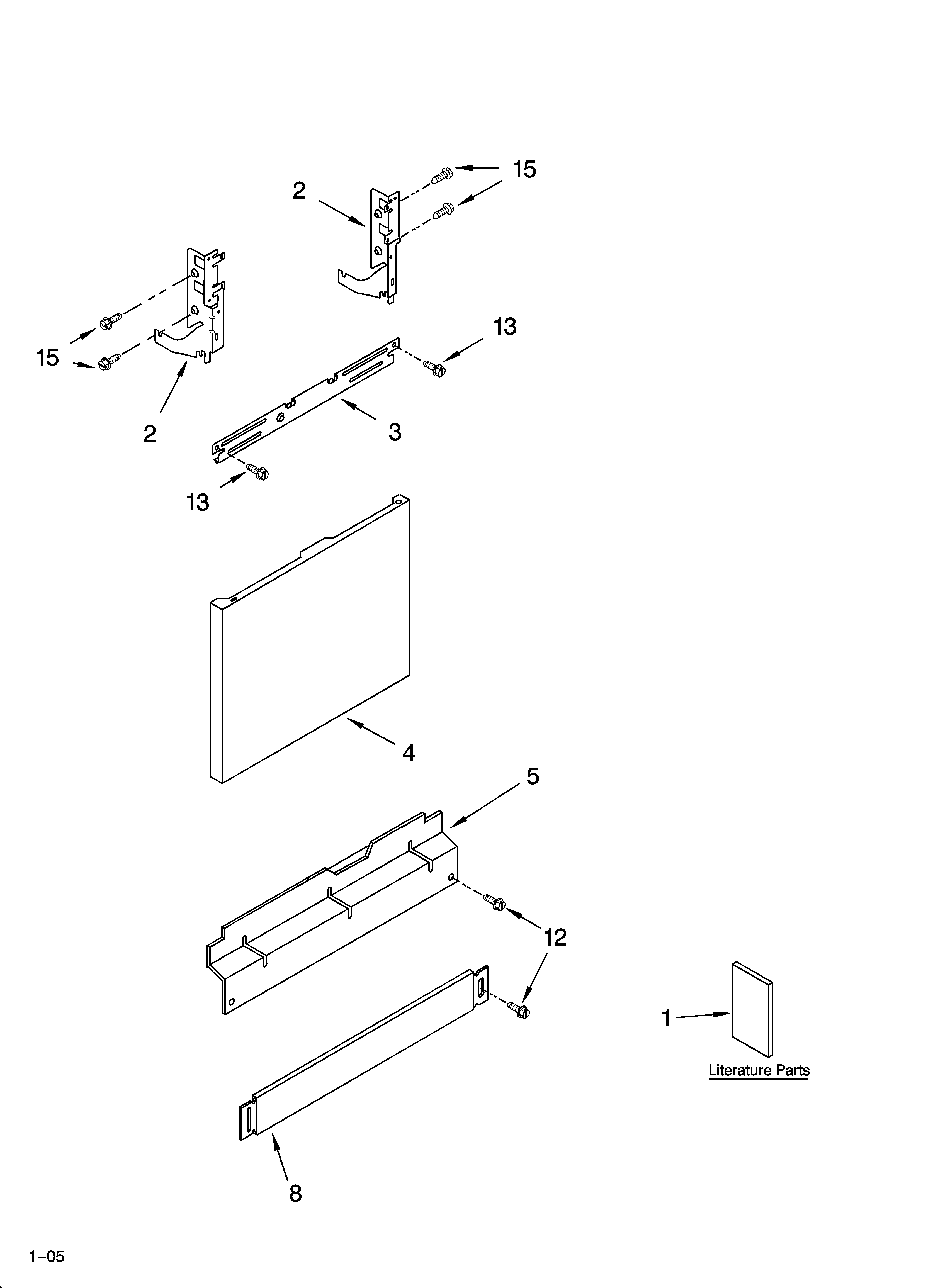 KitchenAid KUDI01TJWH1 door and panel parts diagram