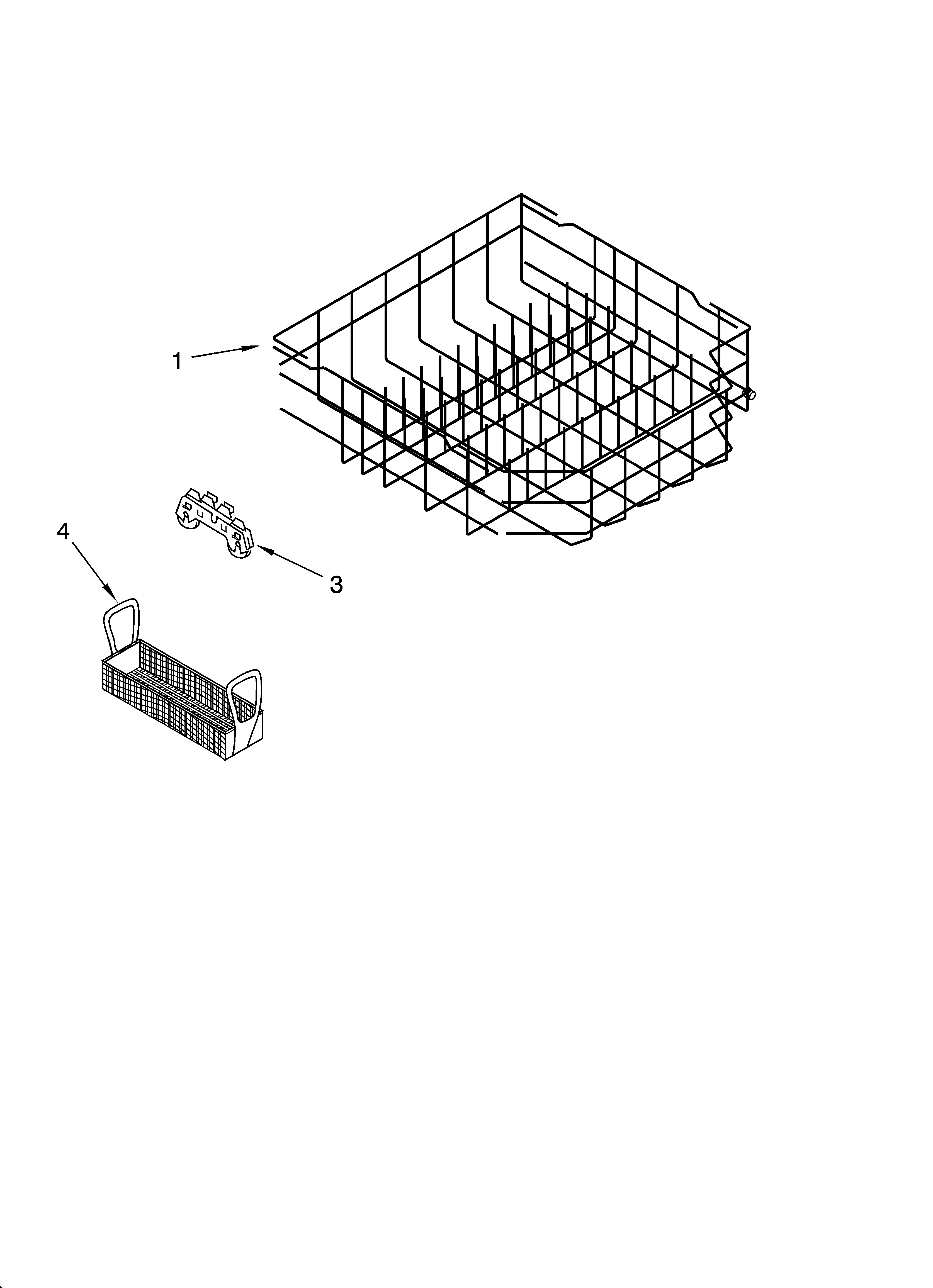 KitchenAid KUDI01TJWH1 lower rack parts diagram