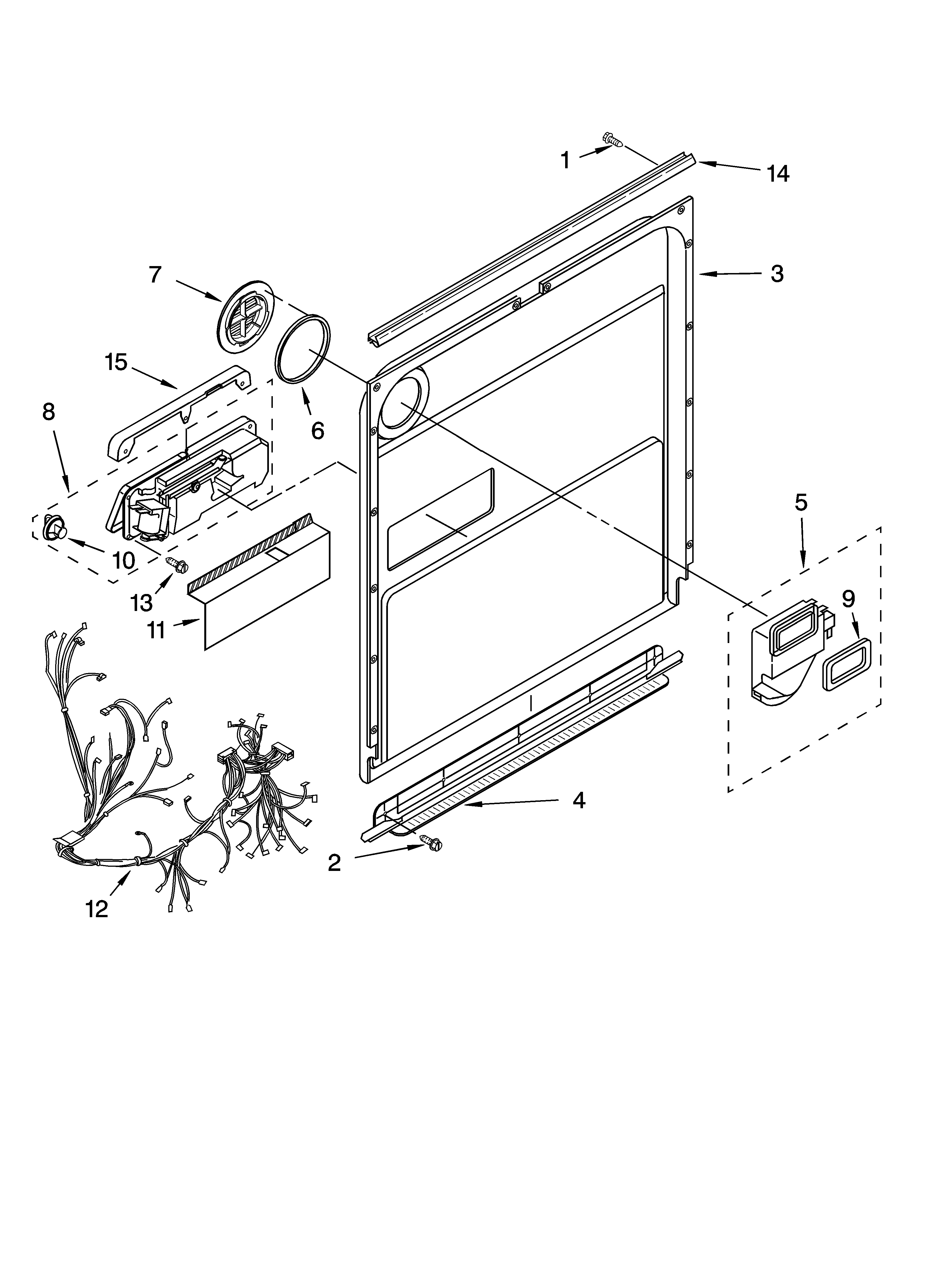 KitchenAid KUDL01ILBS0 door and latch parts diagram