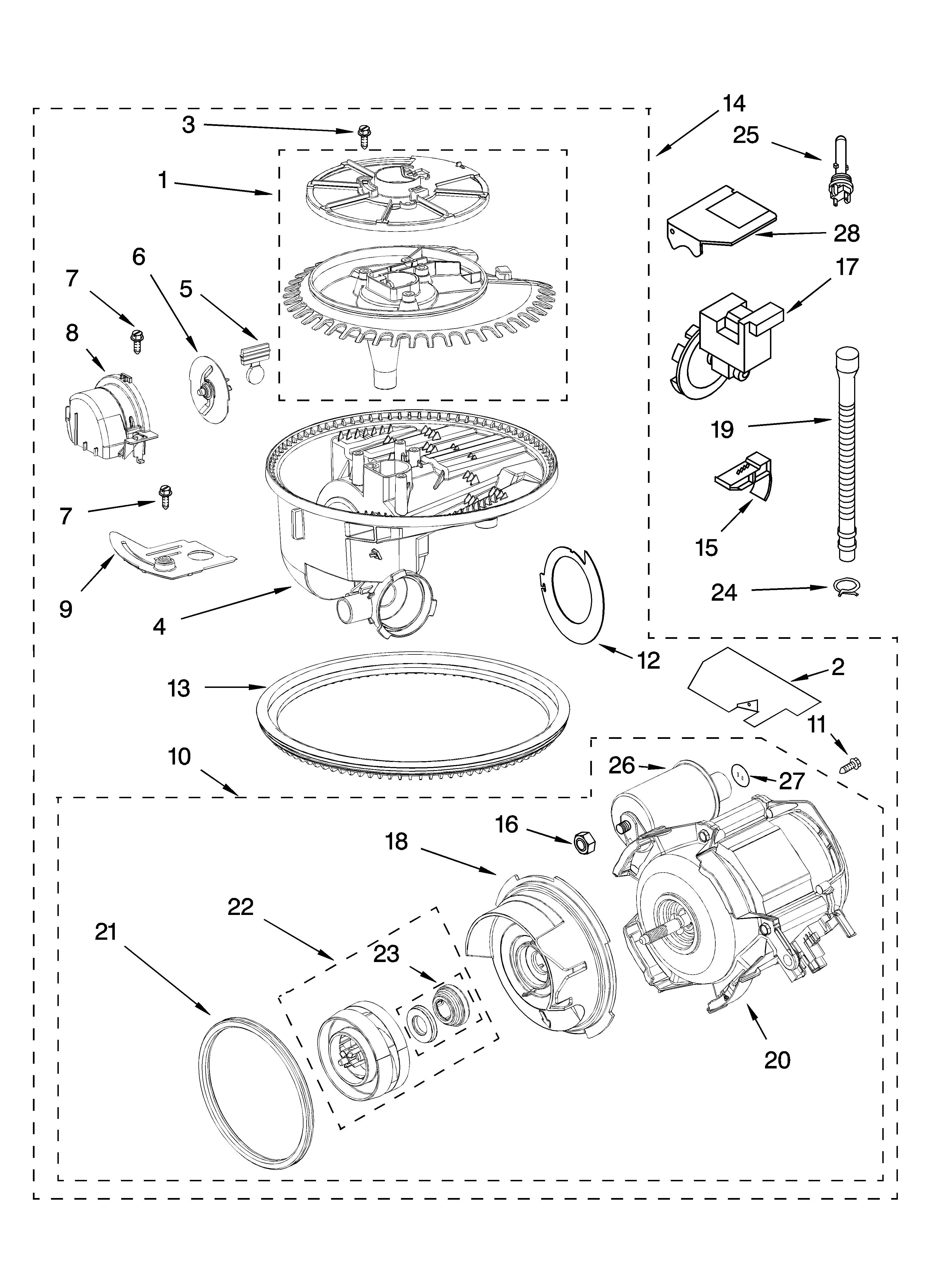 KitchenAid KUDL01ILBS0 pump and motor parts diagram