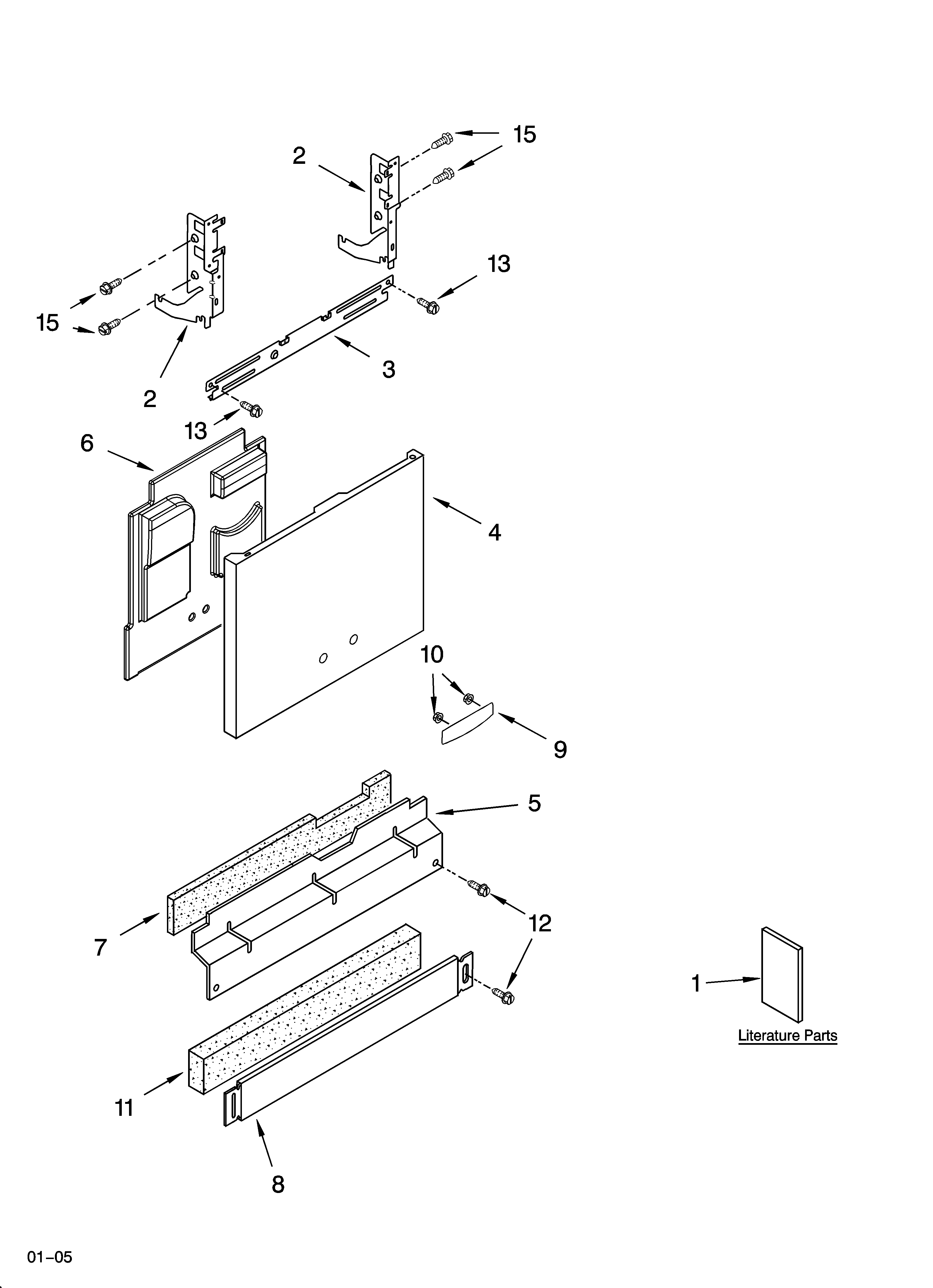 KitchenAid KUDL01ILBS5 door and panel parts diagram