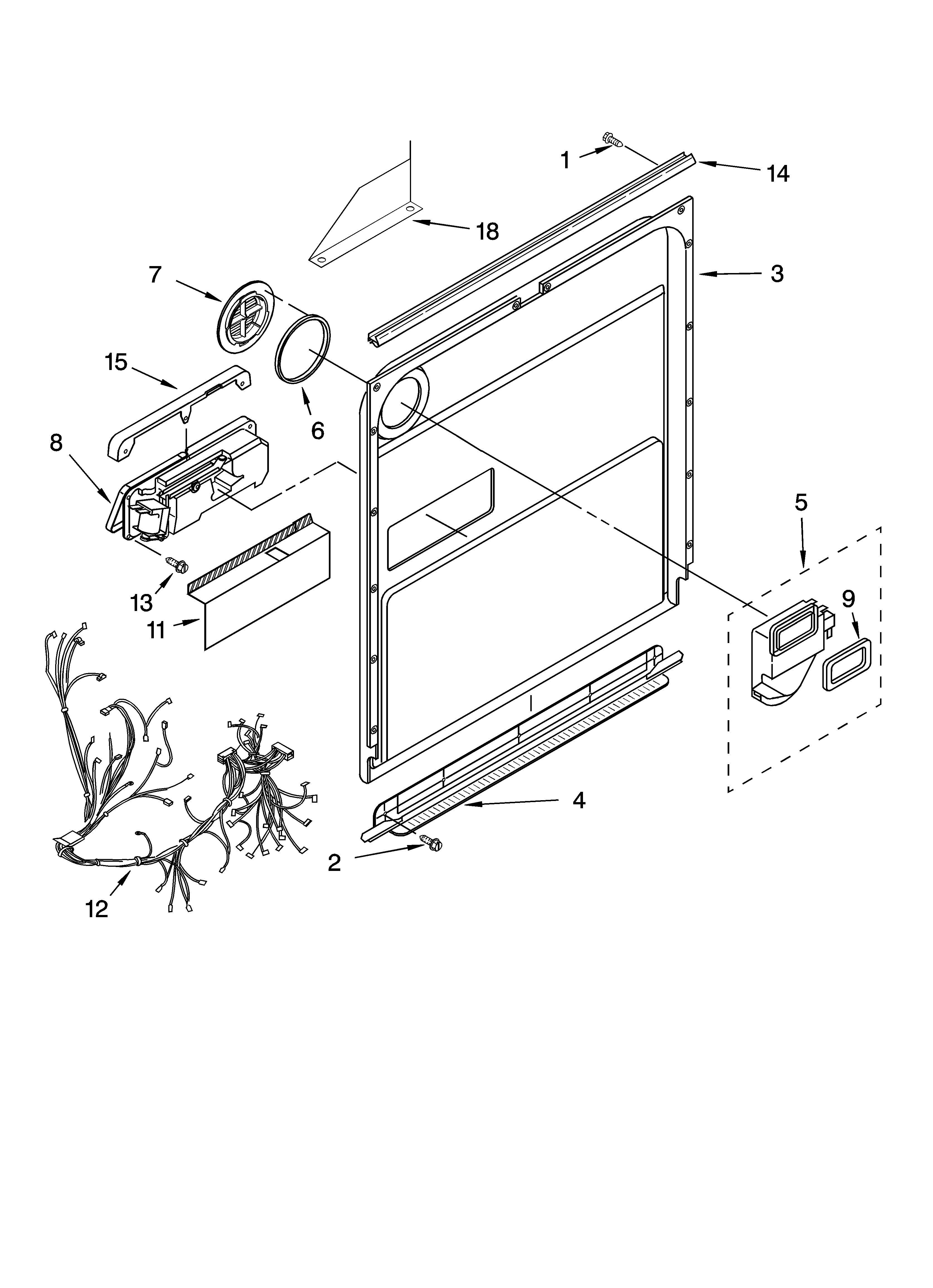 KitchenAid KUDL01ILBS5 door and latch parts diagram