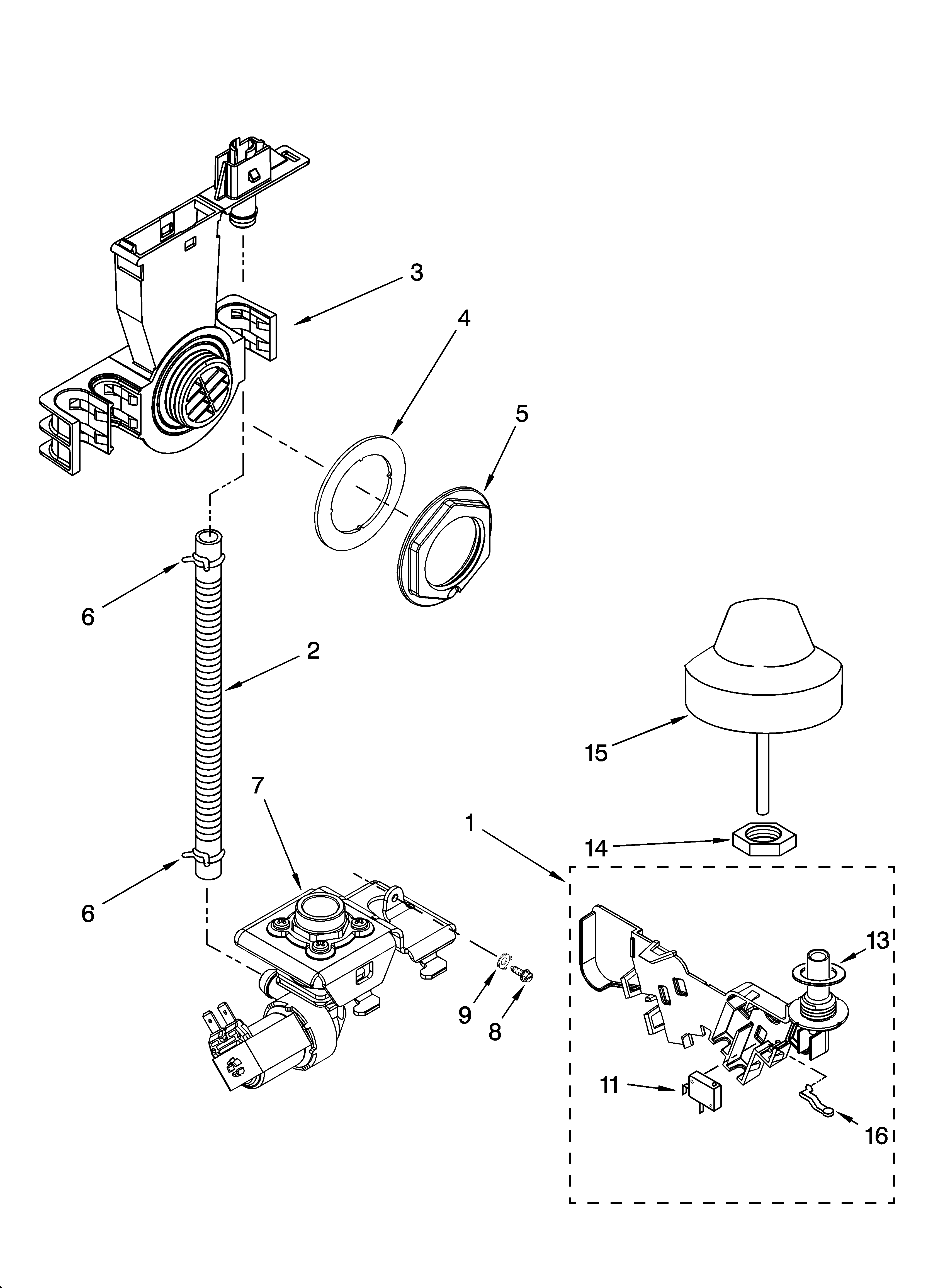 KitchenAid KUDL01ILBS5 fill and overfill parts diagram