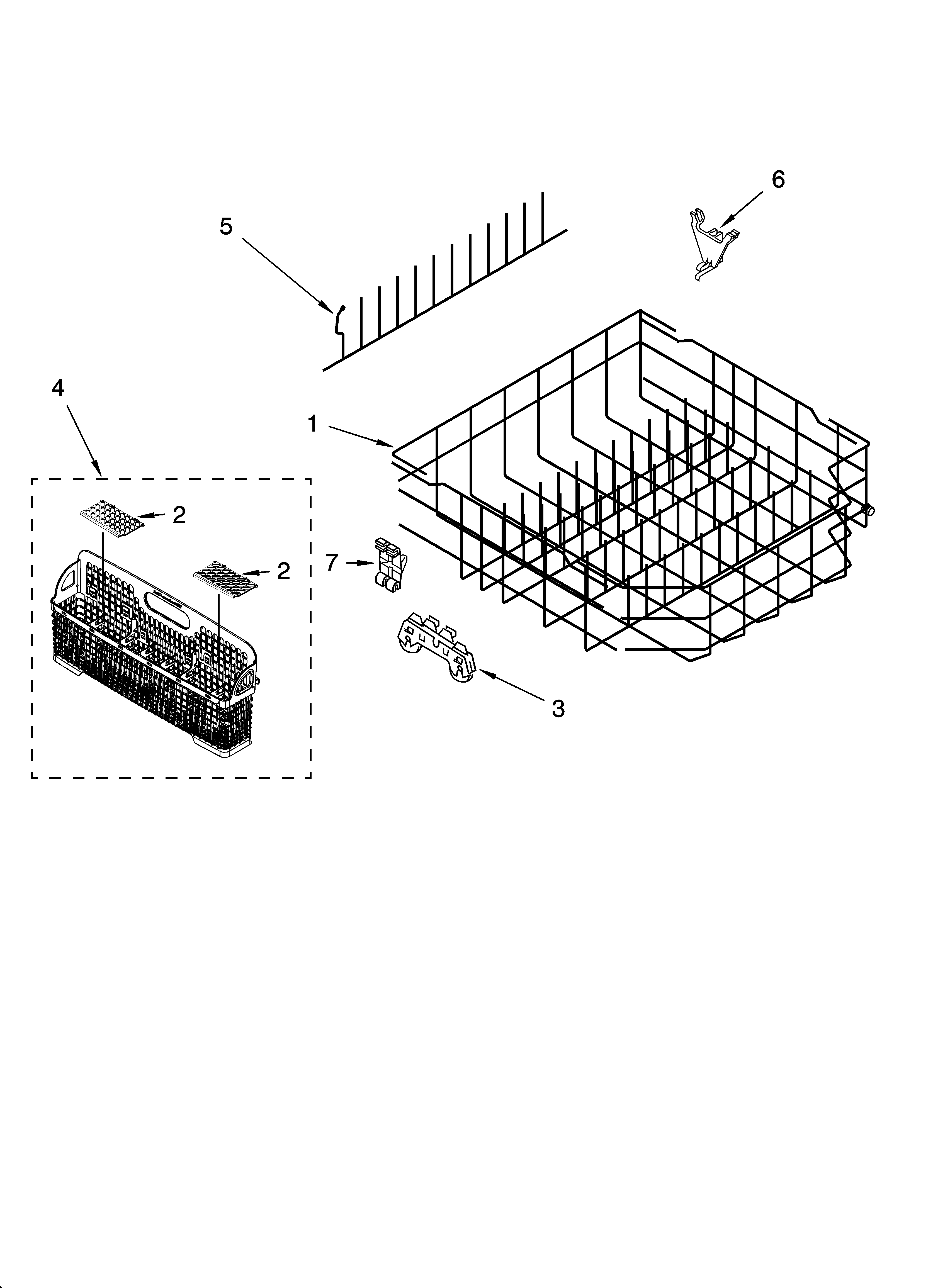 KitchenAid KUDL01ILBS5 lower rack parts, optional parts (not included) diagram