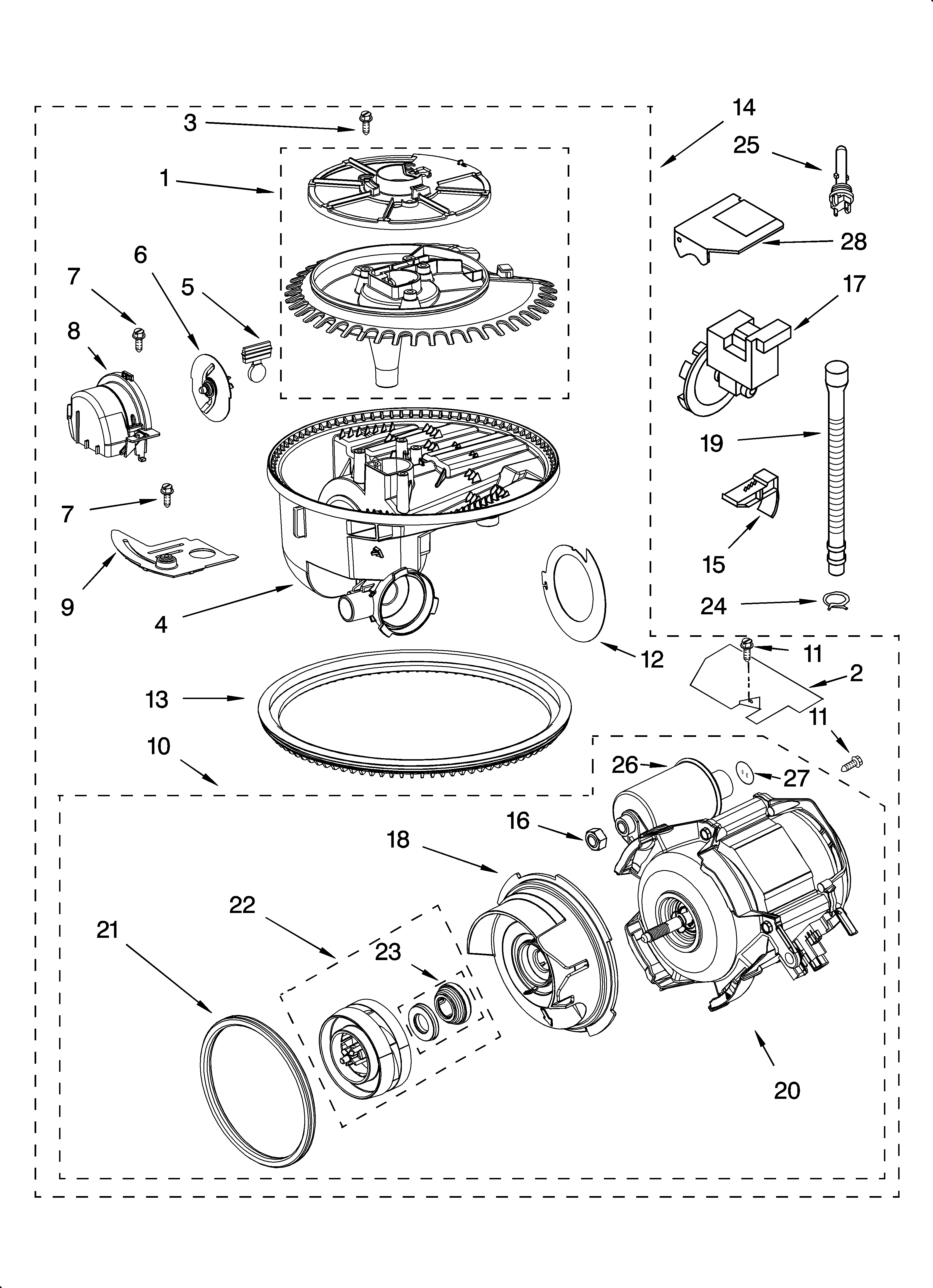KitchenAid KUDL01TKBT0 pump and motor parts diagram