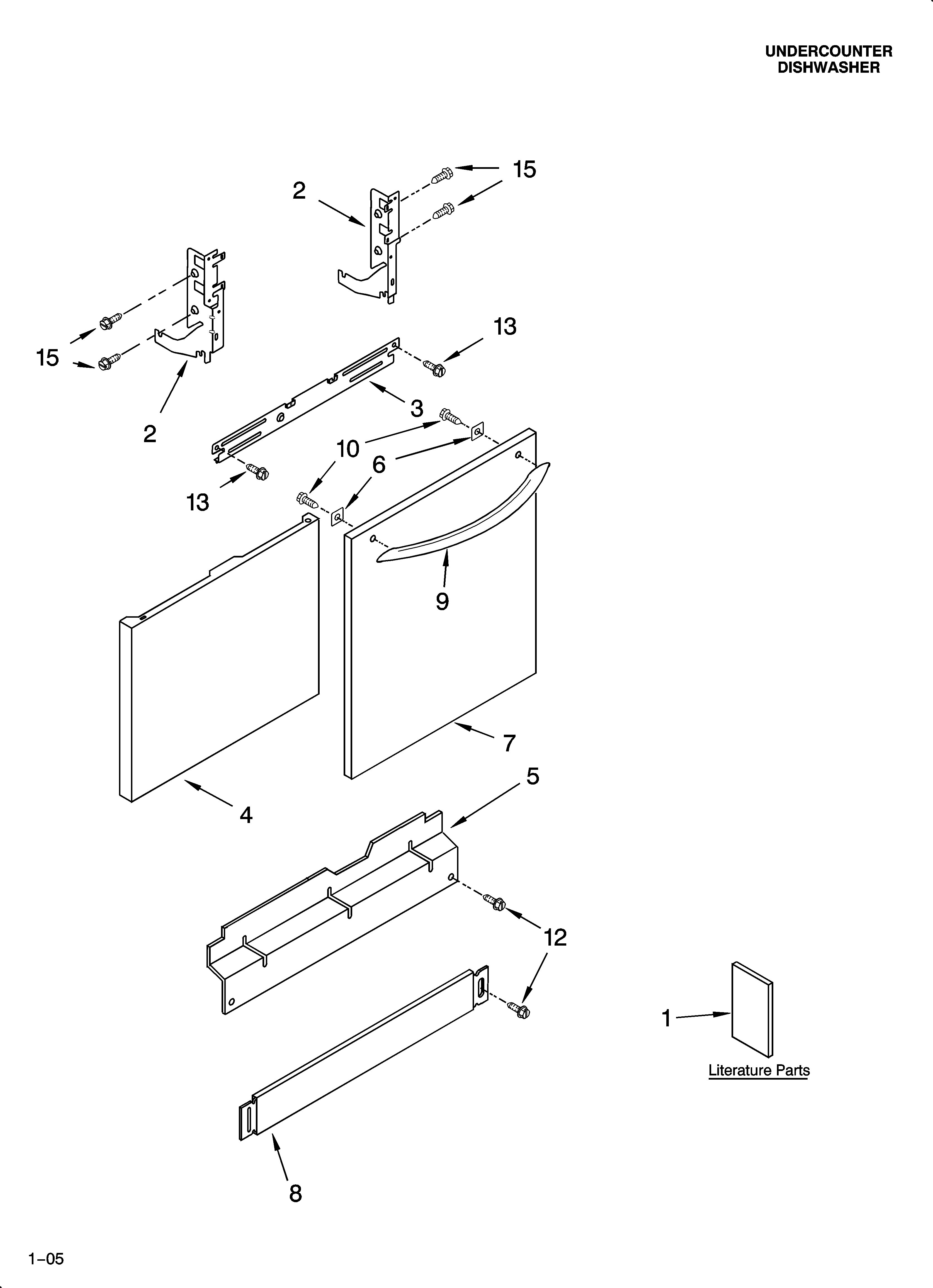 KitchenAid KUDM01FKSS0 door and panel parts diagram