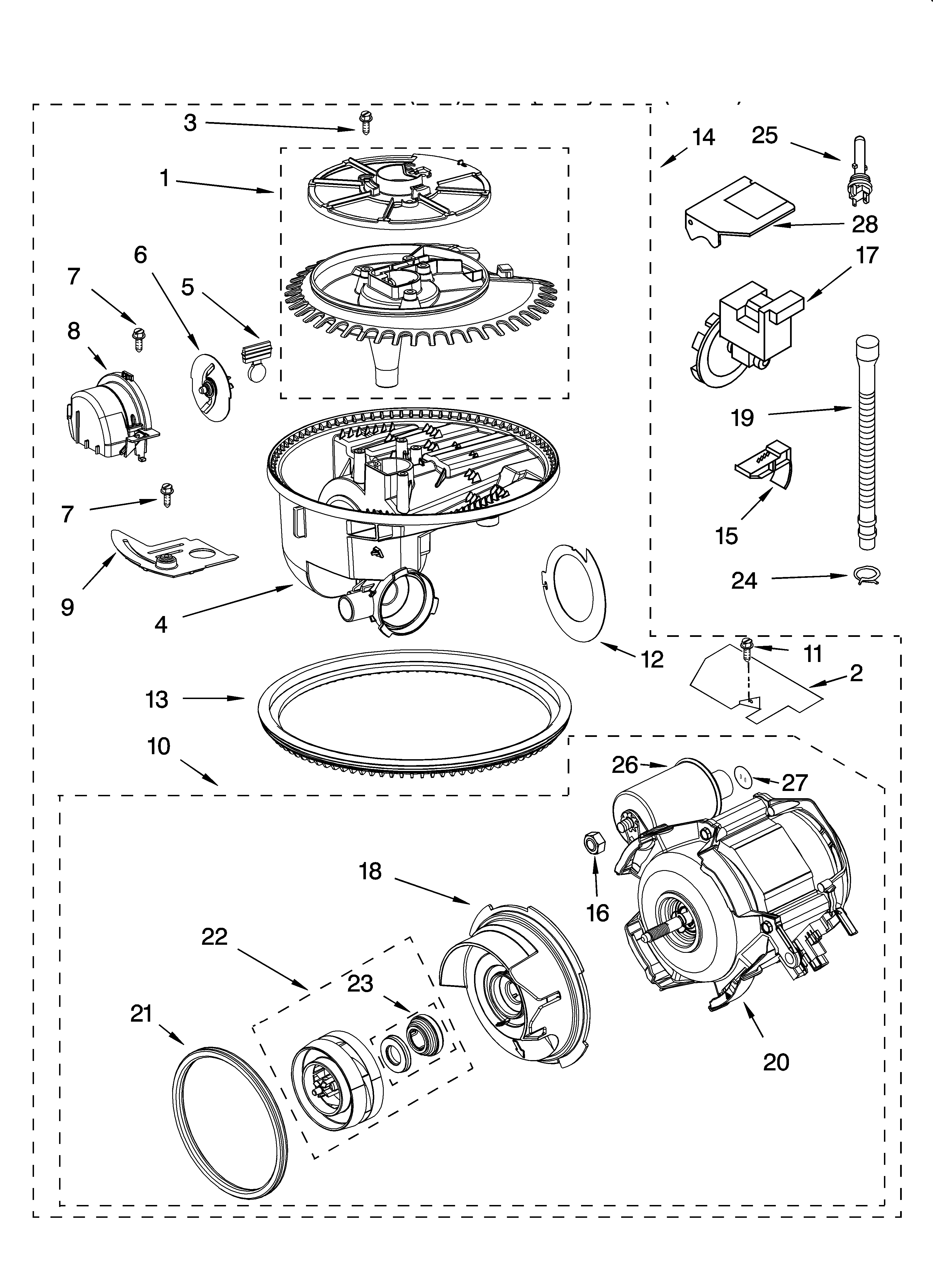 KitchenAid KUDM01FKSS0 pump and motor parts diagram