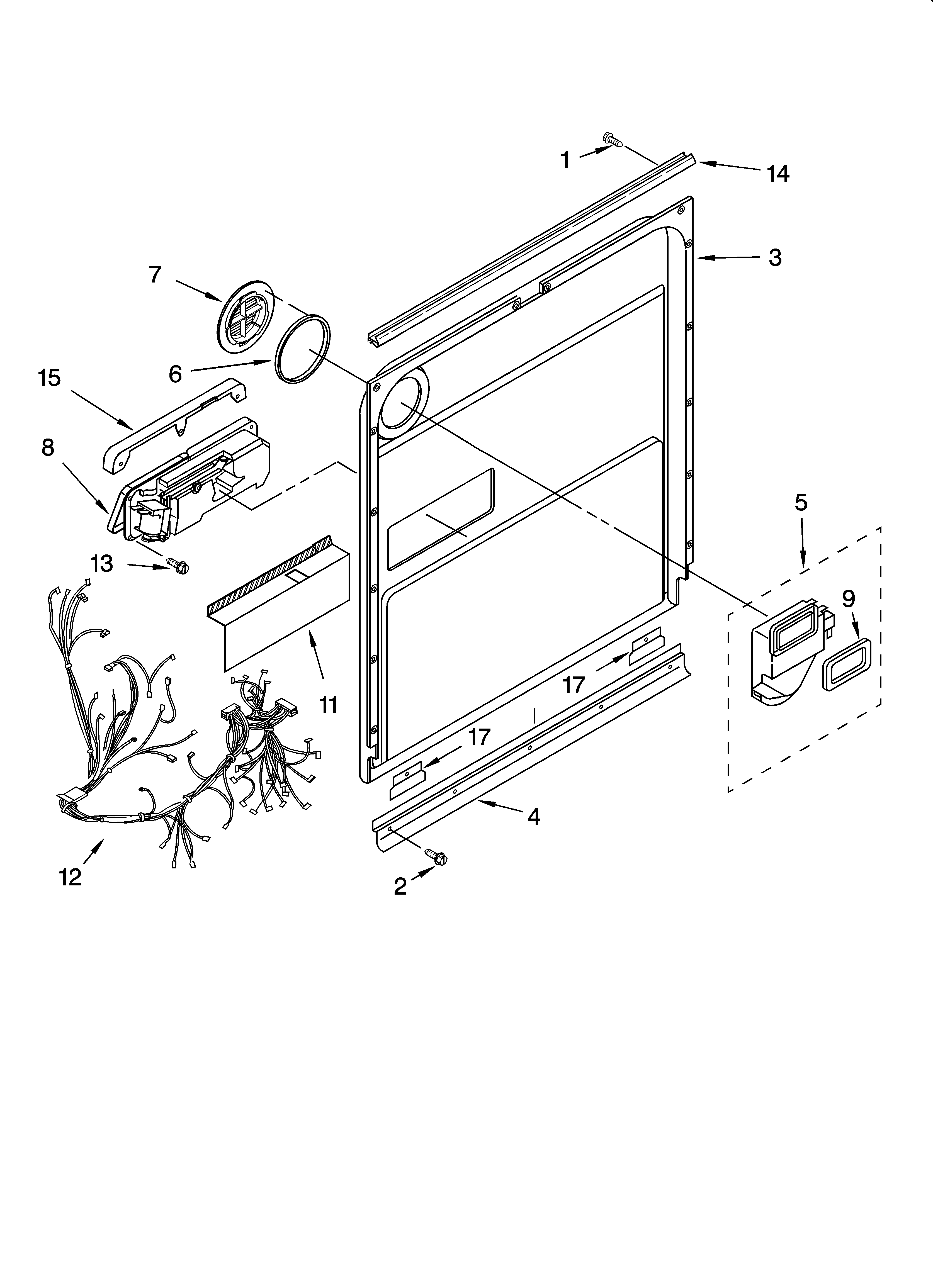 KitchenAid KUDM01TJBL0 door and latch parts diagram