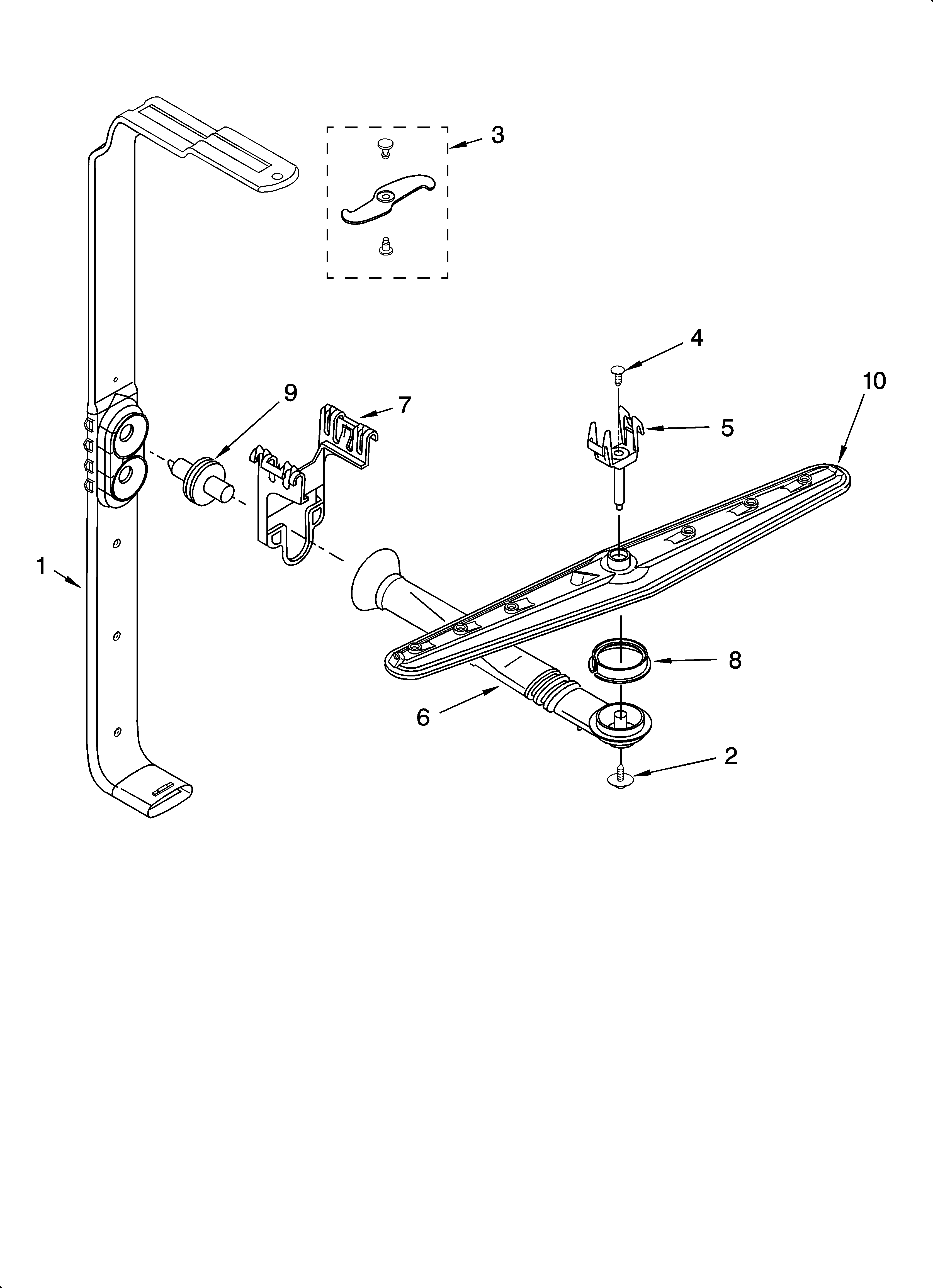 KitchenAid KUDP01DLWH1 upper wash and rinse parts diagram